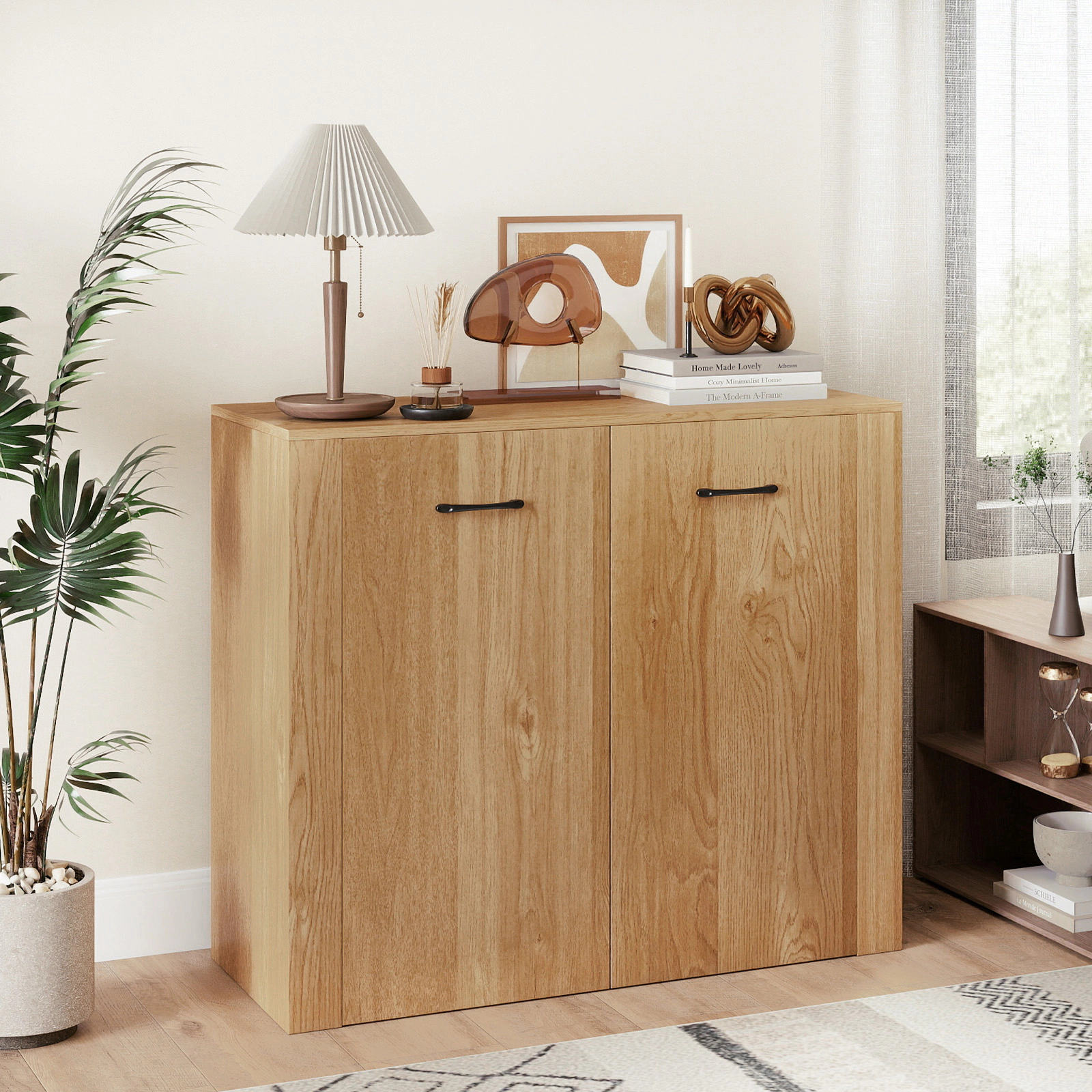SUGIFT 38-in Sideboard Buffet Storage Cabinet with 4 Cube Shelves and Doors for Kitchen and Entryway
