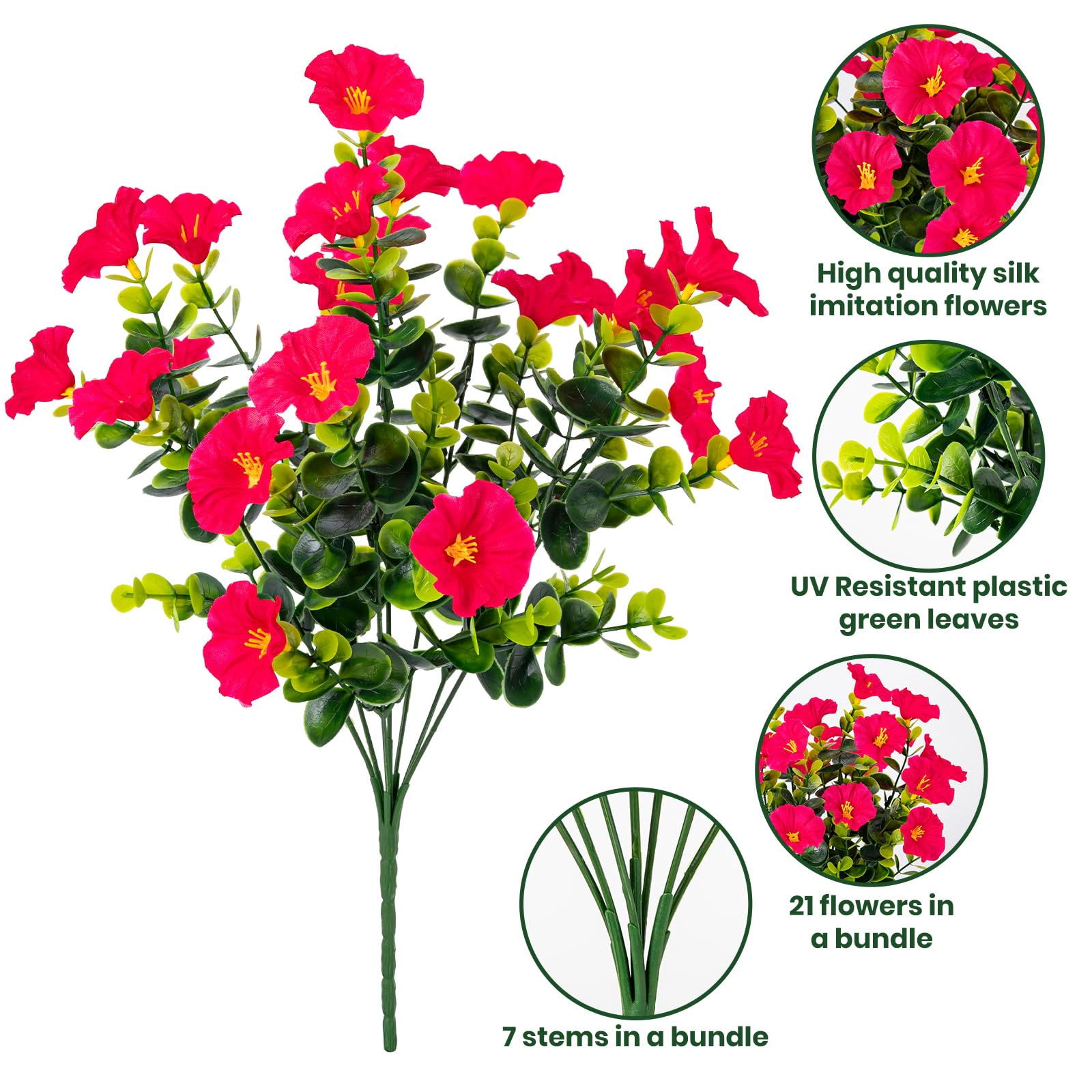 PUPWE Artificial Fall Flowers For Outdoor 16 Morning Glory  Orange