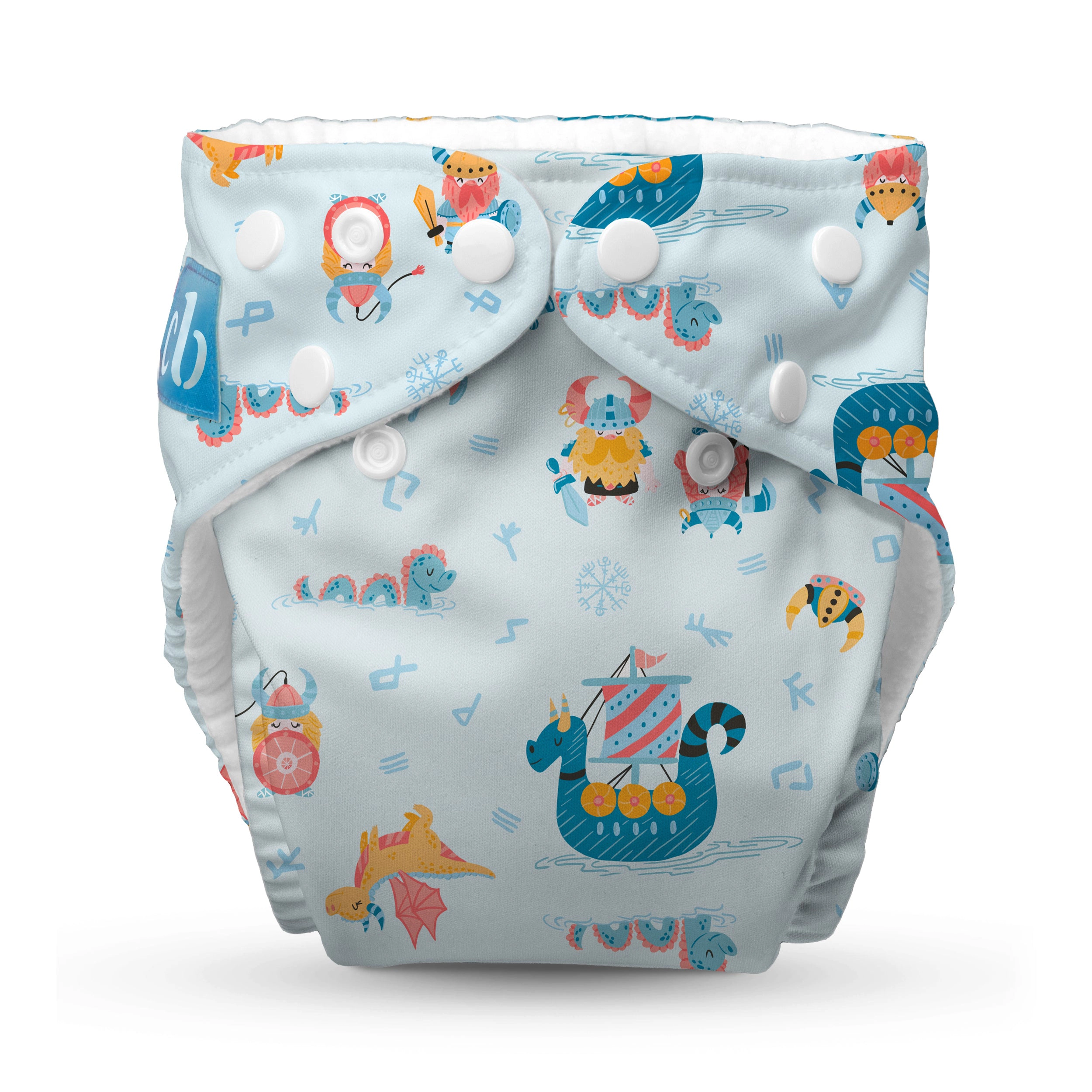 Charlie Banana One-Size Reusable Cloth Diaper with Fleece Lining and Deluxe Insert - The Vikings