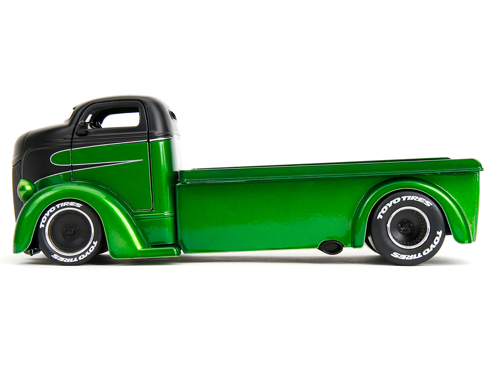 Jada 1947 Ford COE Flatbed Truck Green Metallic and Matt Black "Toyo Tires" with Extra Wheels "Just Trucks"