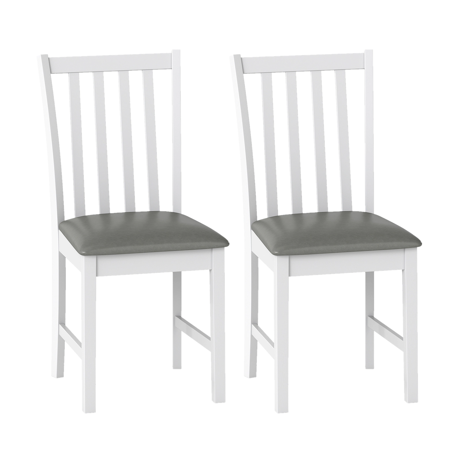 SUGIFT Rubber Wood Dining Chair Set of 2 with MDF Frame and Padded PVC Seat 330-Lb Capacity 36-in Tall White+Gray