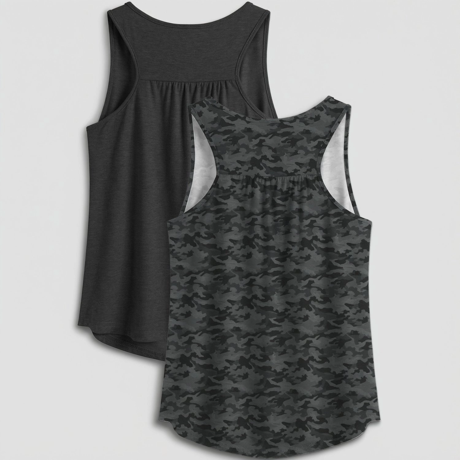 Pinspark Womens 2 Pack Sleeveless Tank Tops Scoop Neck Pleated Casual Flowy Tunics
