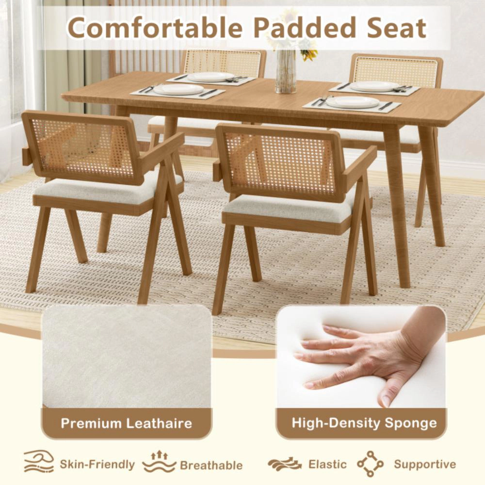 Hivvago Rattan Armchairs with Soft Seat Cushions and Solid Rubber Wood Frame -Set of 2