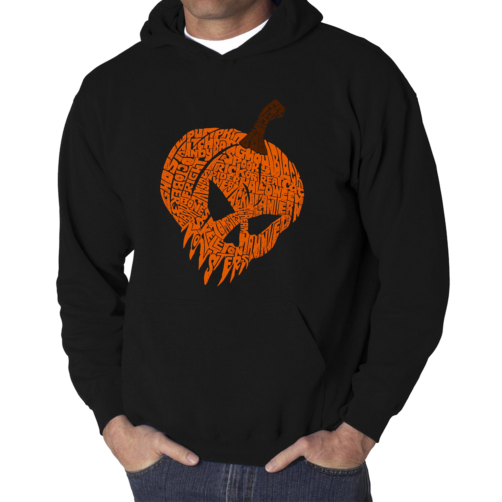 LA Pop Art Evil Pumpkin - Men's Word Hooded Sweatshirt