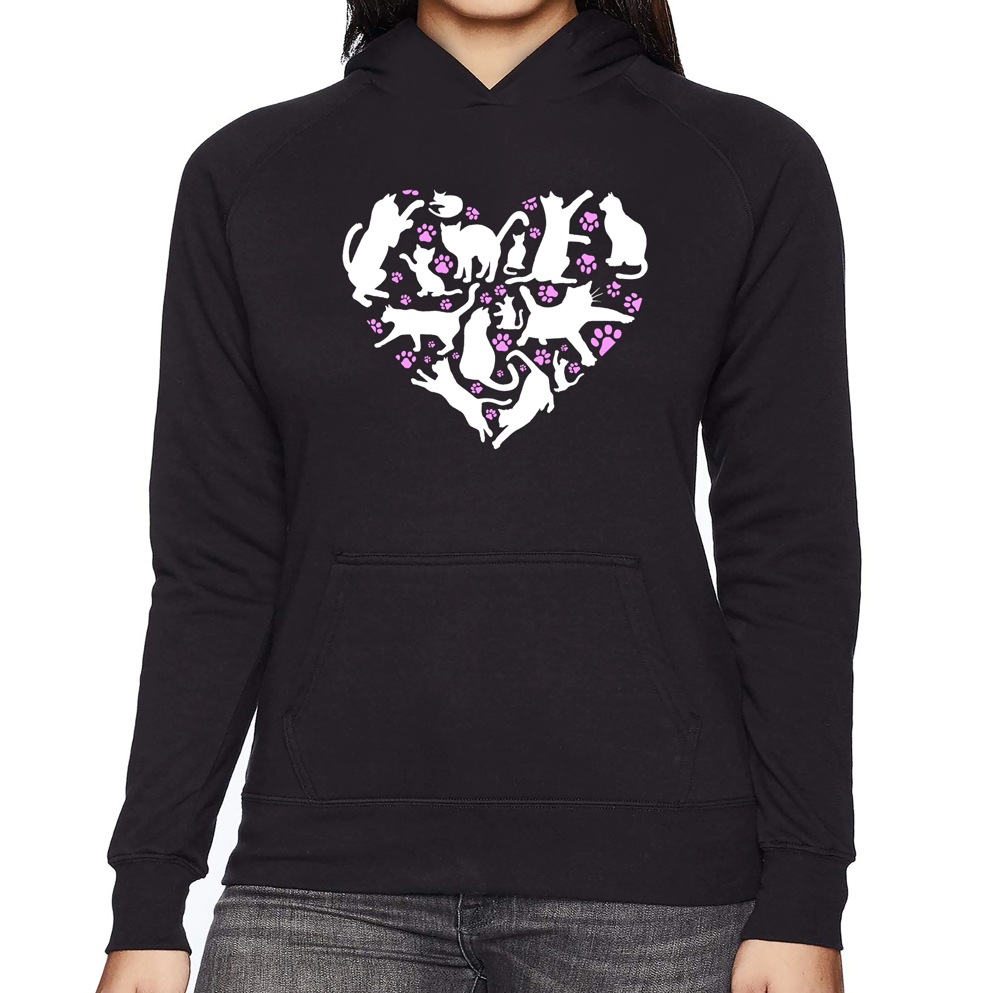 LA Pop Art Cat Heart - Women's Word Hooded Sweatshirt