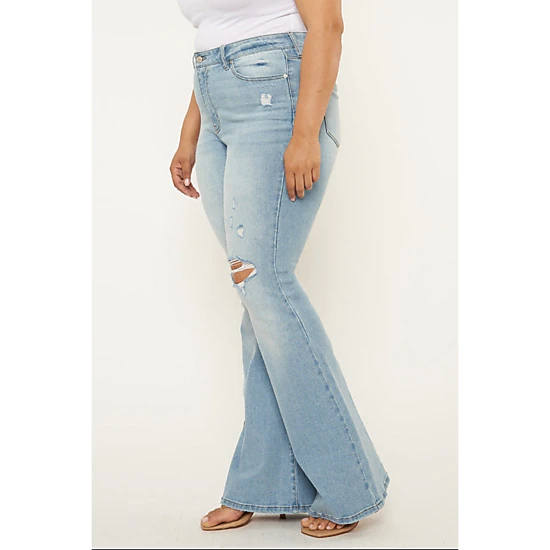Kancan Women's Plus Size High Rise Flare Jeans Lori