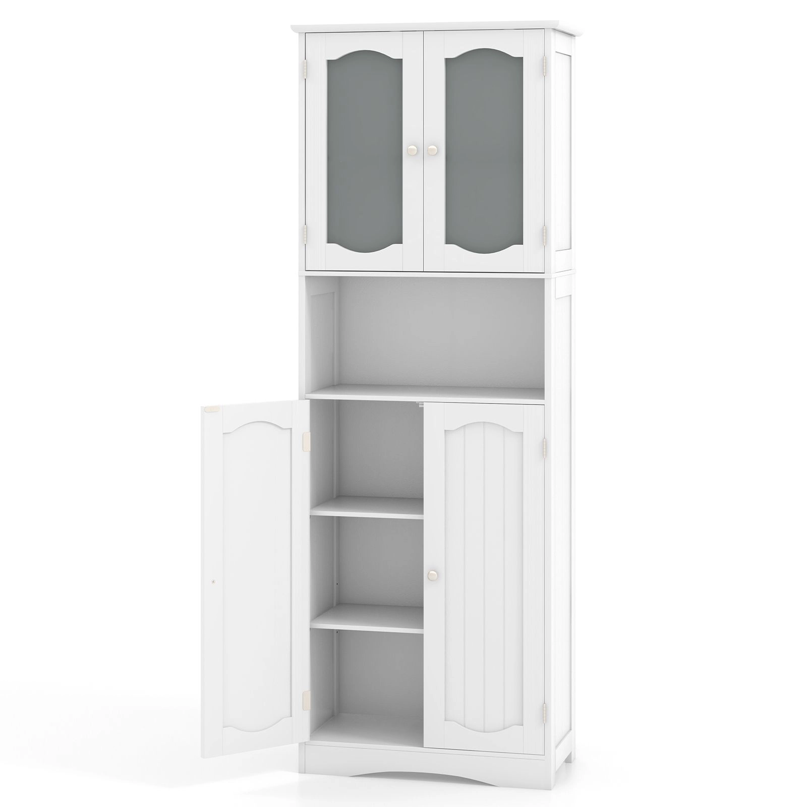 SlickBlue Freestanding Linen Cabinet with Adjustable Shelves for Home Storage