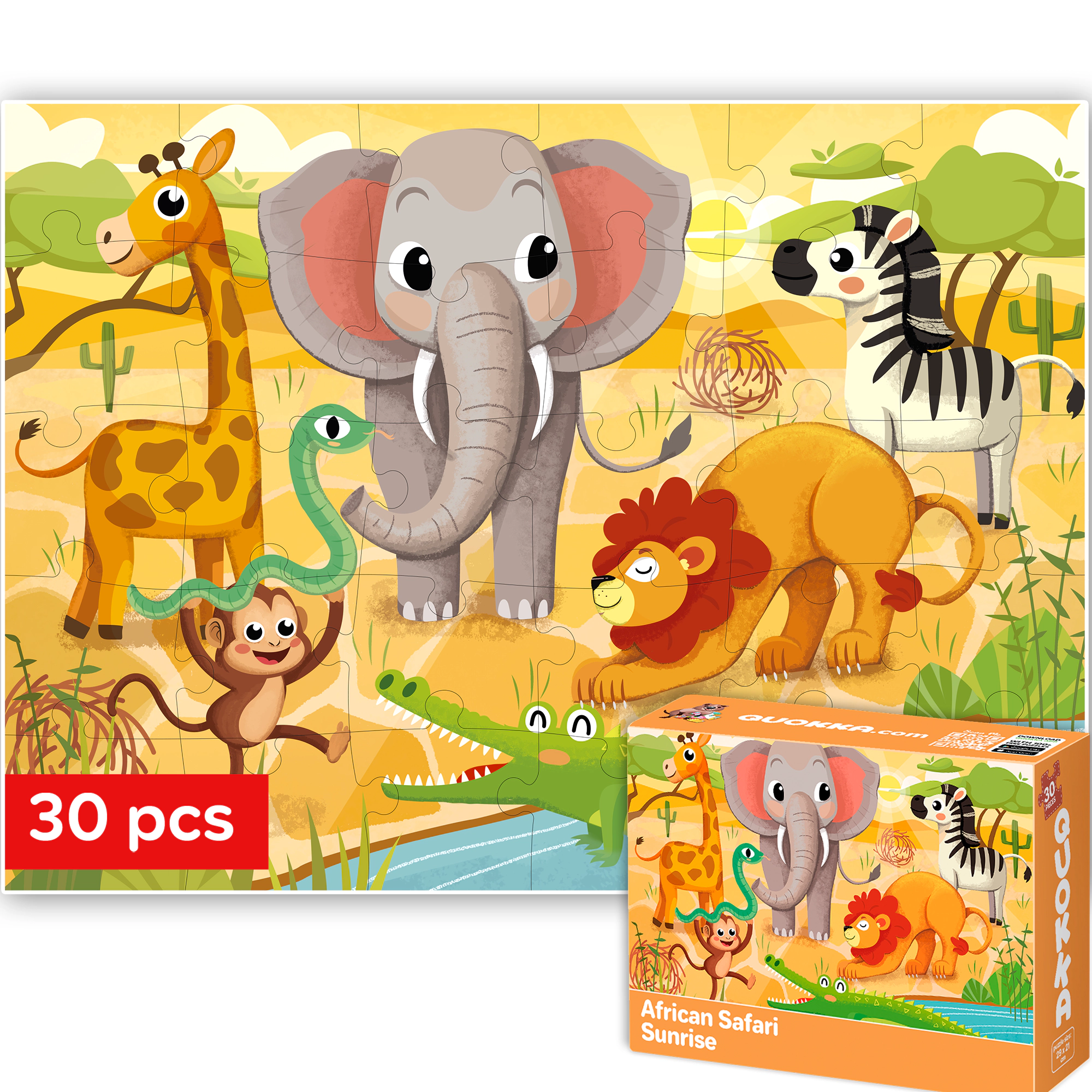 QUOKKA 30 Piece Jigsaw Puzzle for Kids, Educational Puzzles with Princess, Animals & Dinosaurs, Ages 2-6