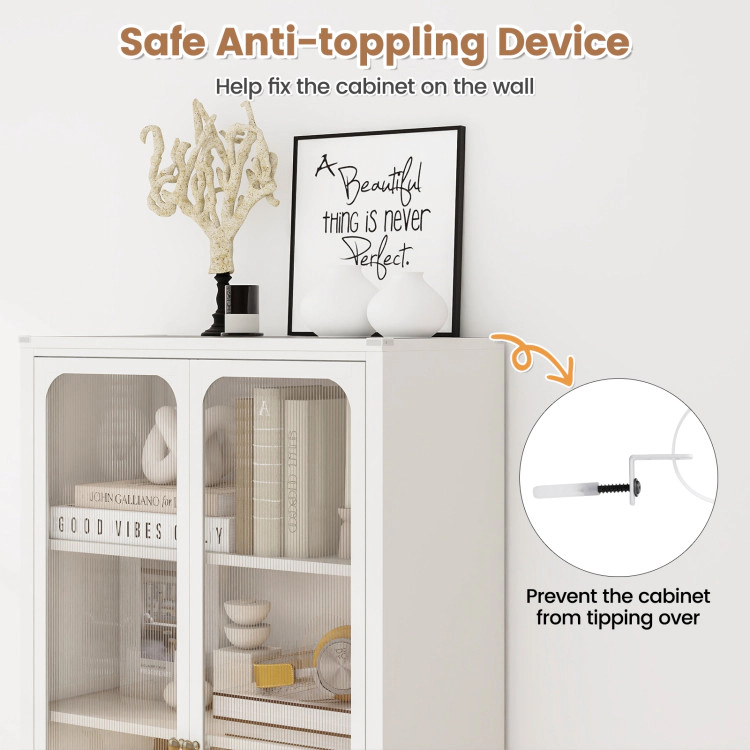Hivvago 58 Inches Bookcase with Adjustable Shelves and Lockable Wheels-White