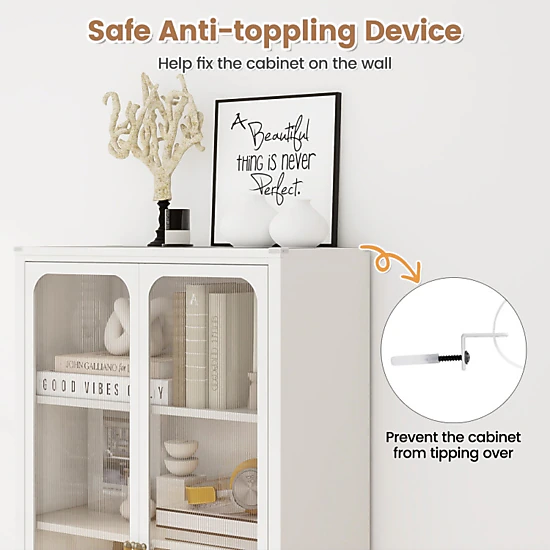 Hivvago 58 Inches Bookcase With Adjustable Shelves And Lockable Wheels-White