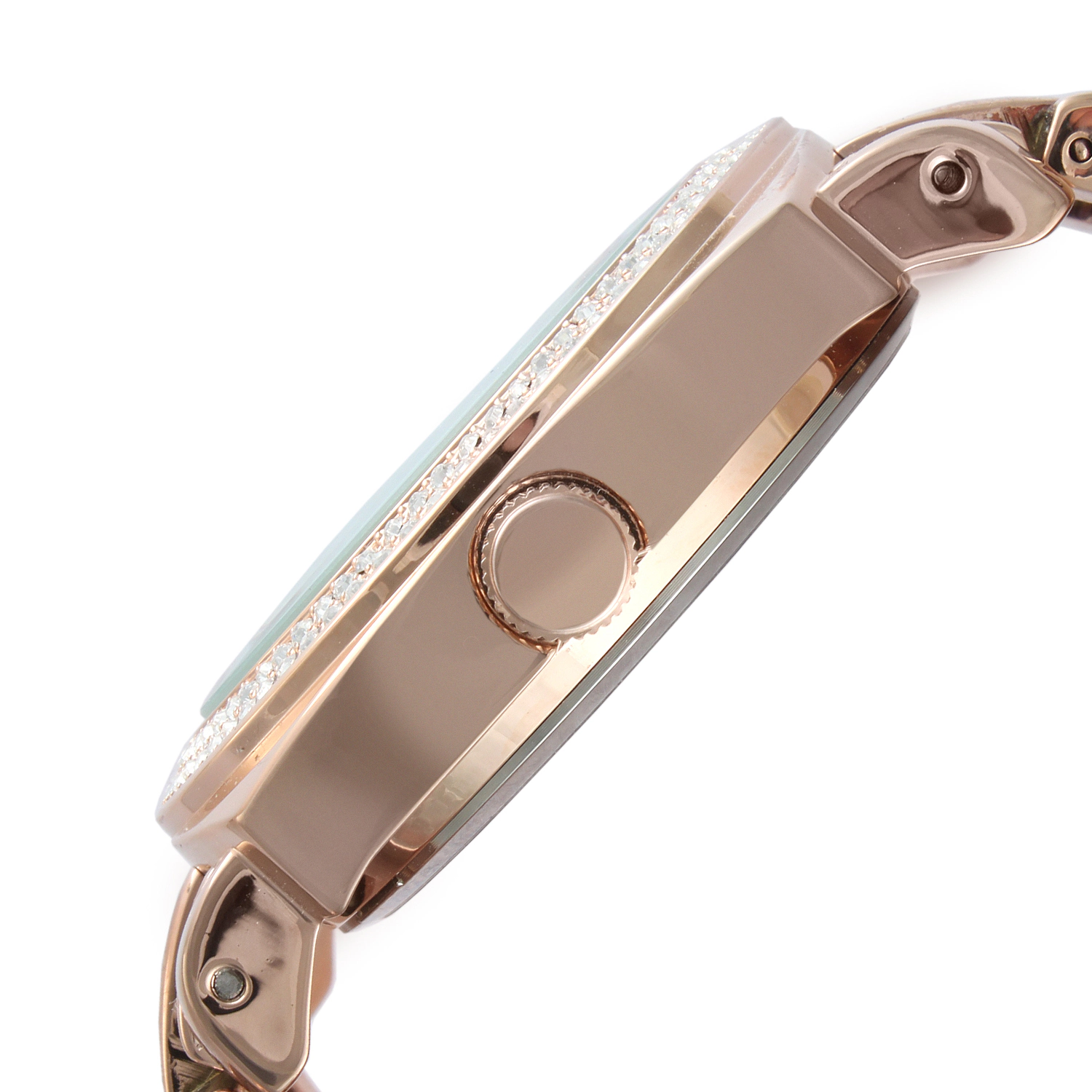 Peugeot Women's 40mm Rose Gold Boyfriend Bracelet Watch with Crystal Bezel