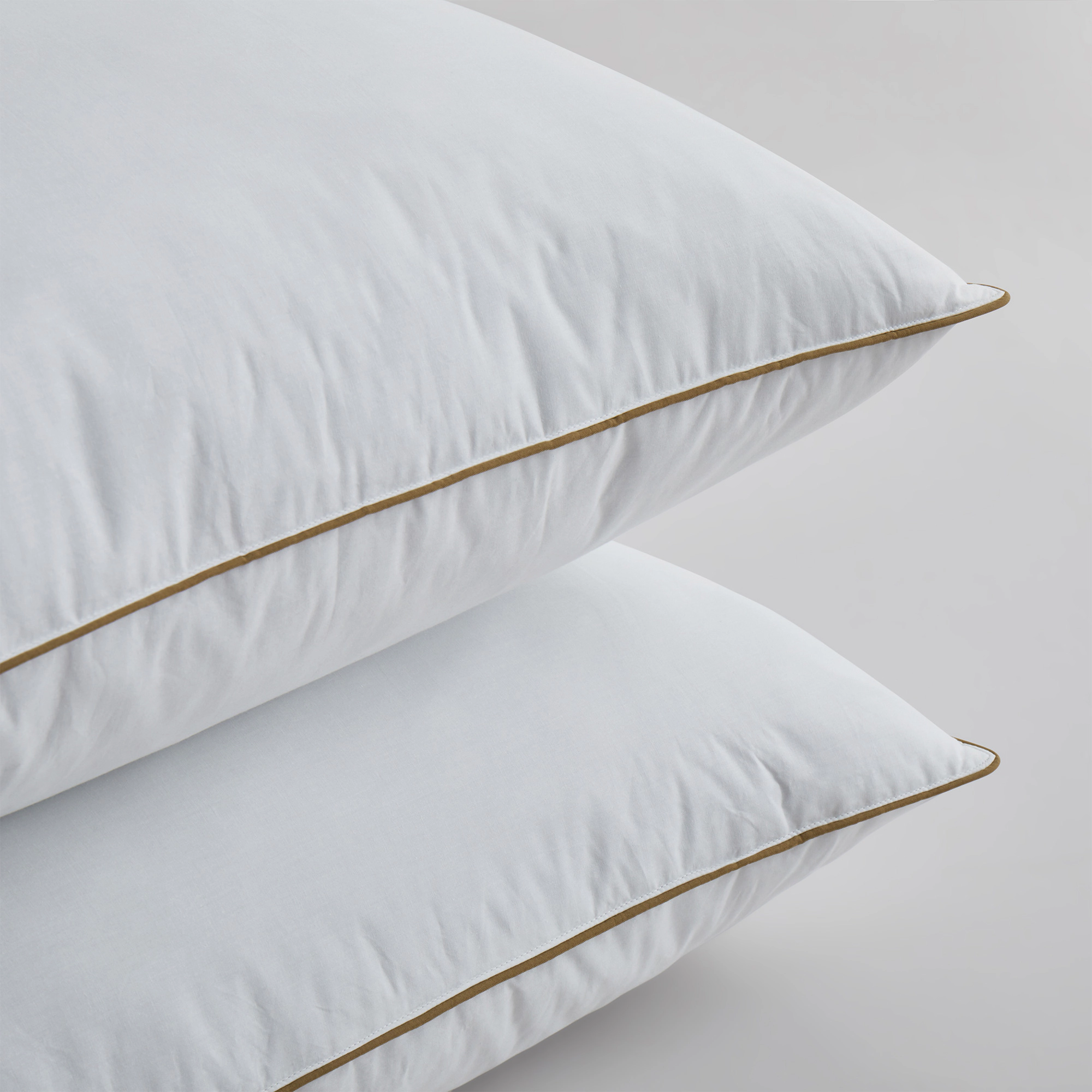 Unikome 100% Cotton Quilted Goose Feather Pillow Set of 2, Soft Support Bed Pillows