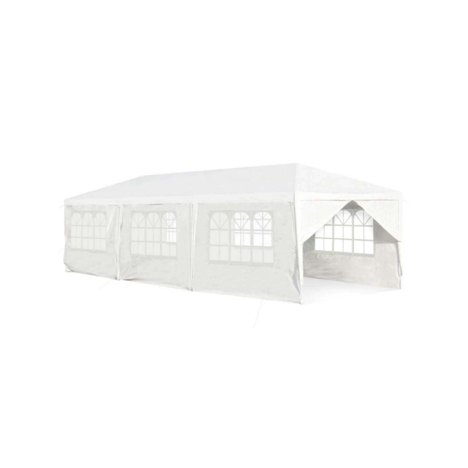 Hivvago 10 x 30 Feet Outdoor Canopy Tent with 6 Removable Sidewalls and 2 Doorways-White