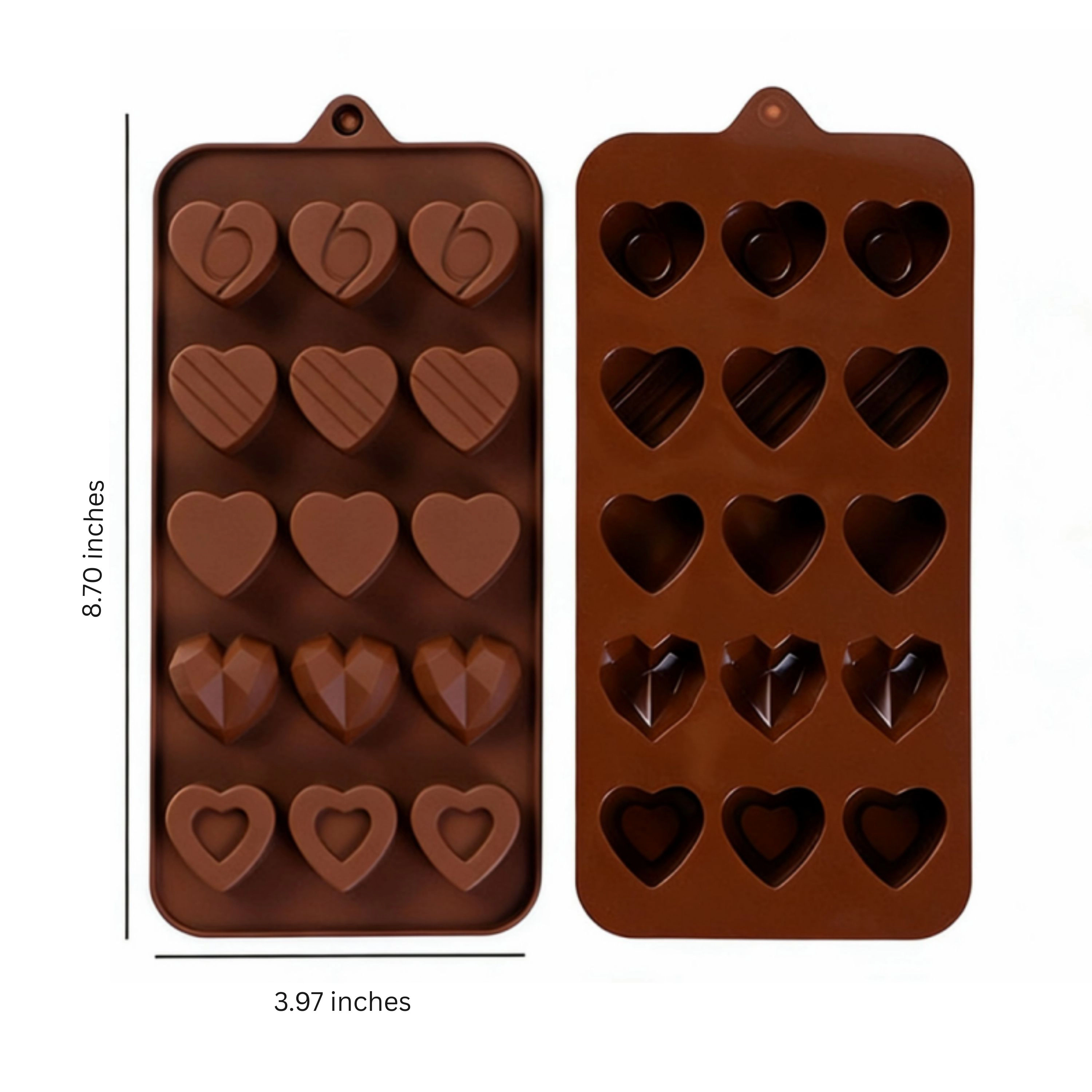 Kitcheniva 4.0 x 8.7 Inch Silicone Heart Design Chocolate Drop Mold With 5 Unique Designs