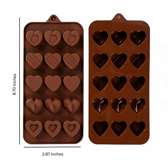 Kitcheniva 4.0 x 8.7 Inch Silicone Heart Design Chocolate Drop Mold With 5 Unique Designs