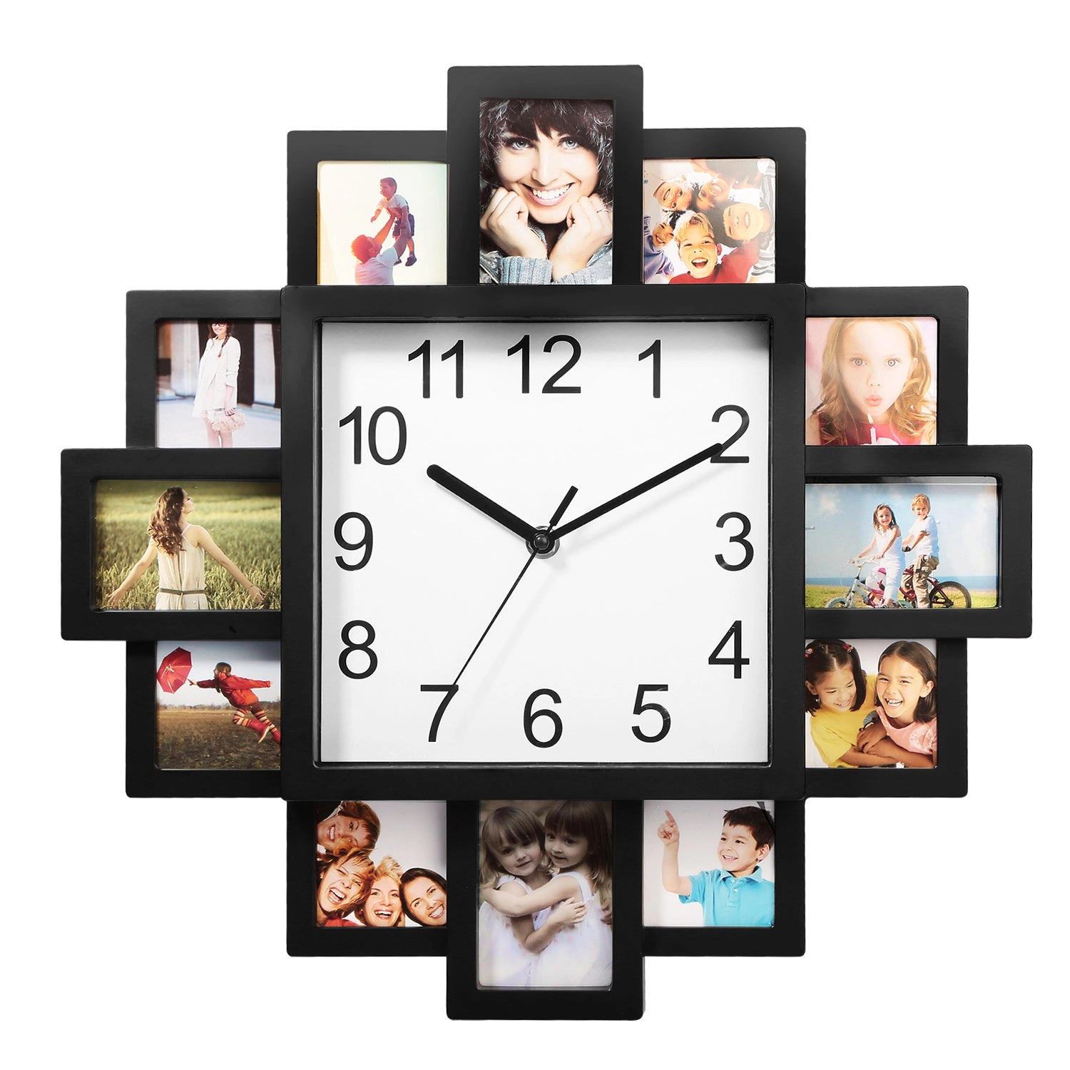 GBruno 12-Picture Photo Frame Wall Clock