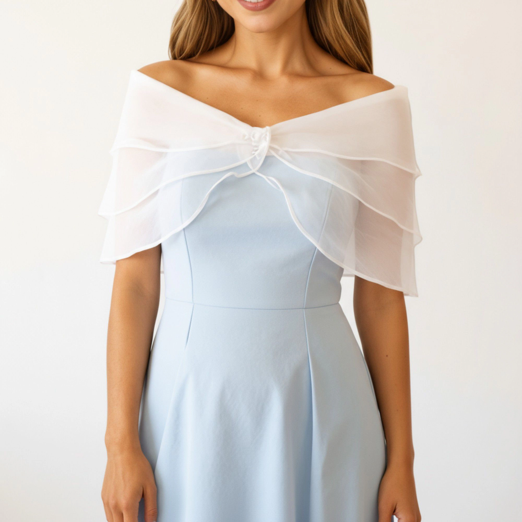 Anna-Kaci Womens Sheer Organza Off-Shoulder Ruffle Shoulder Shawl