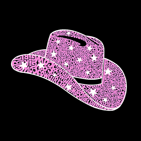 LA Pop Art Womens Word Art V-Neck T-Shirt - Cowgirl Hat