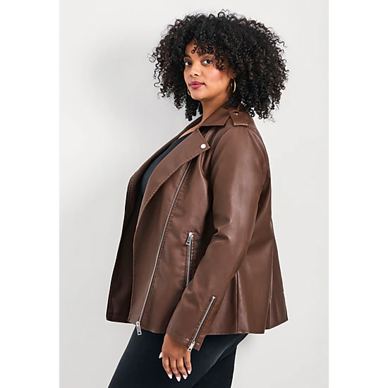 Avenue Women's Plus Size Jane  Leather Jacket