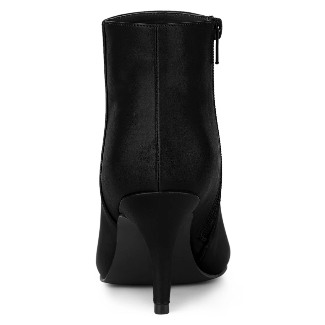 BLISSFUL STEP Women PU Rubber Pointed Toe Zipper Stiletto Heel Ankle Boots