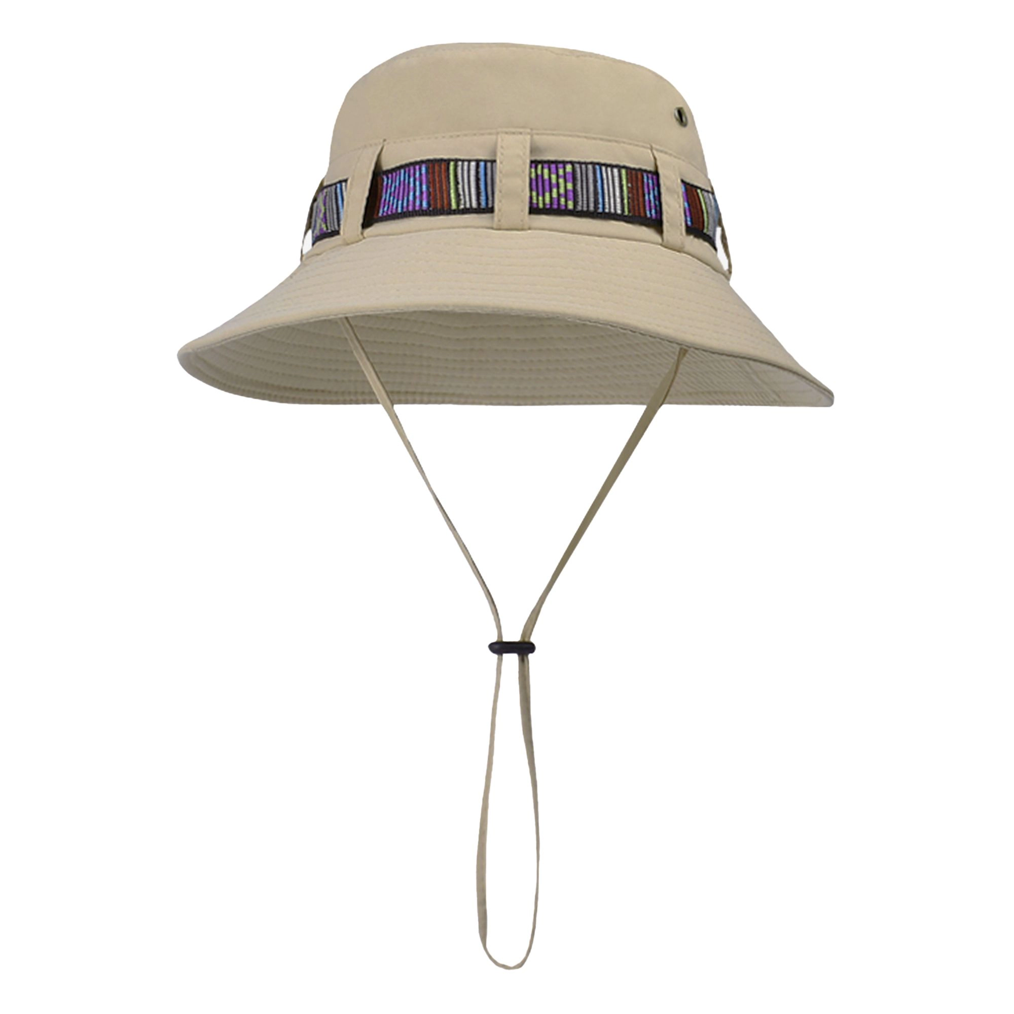 Anna-Kaci Wide Brim Bucket Hat with Colorful Ribbon Trim Breathable Mesh Lining and Adjustable Chin Strap