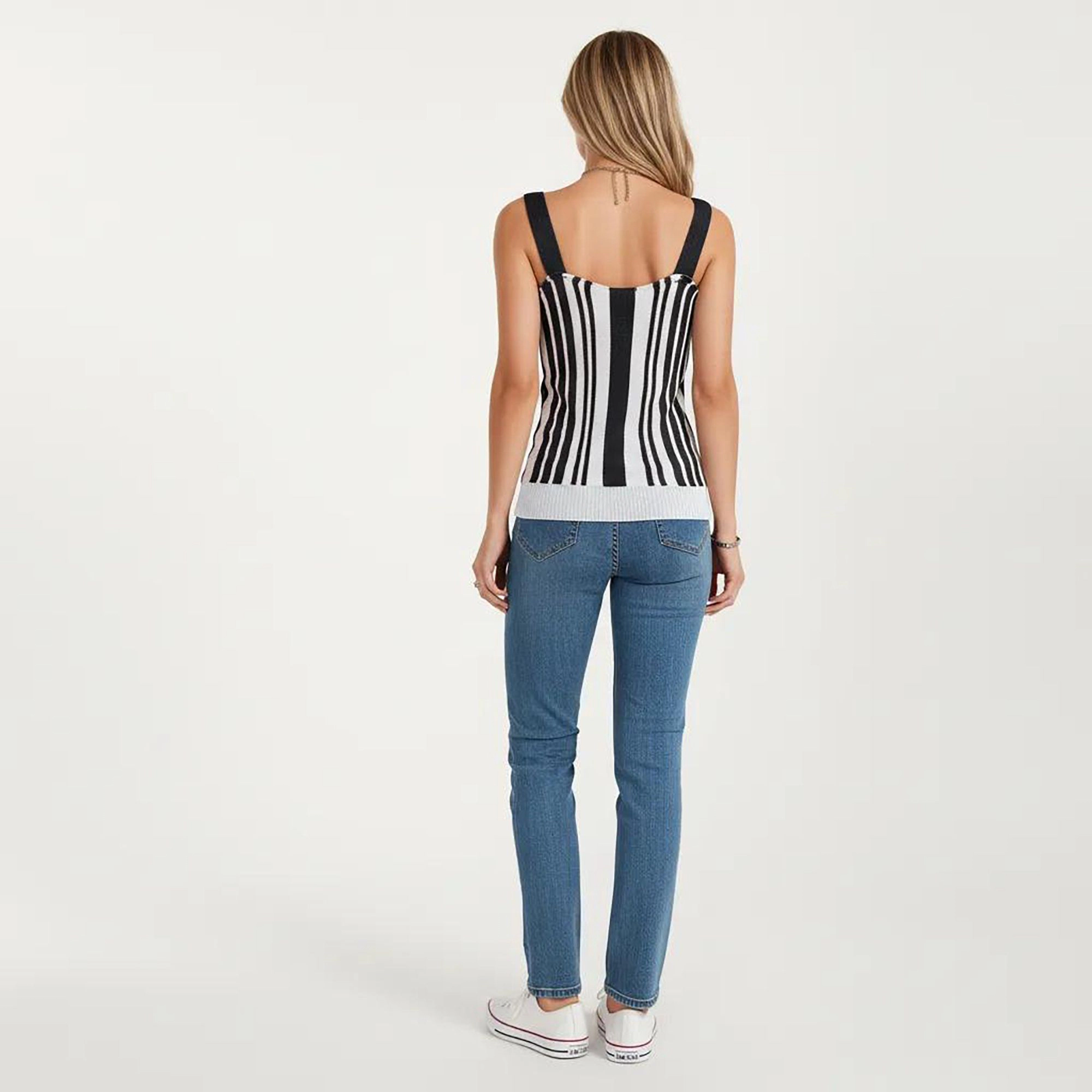 Anna-Kaci Women's Sleeveless Open Knit Button Front Sweater Tank Top with Scoop Neck and Fitted Shape