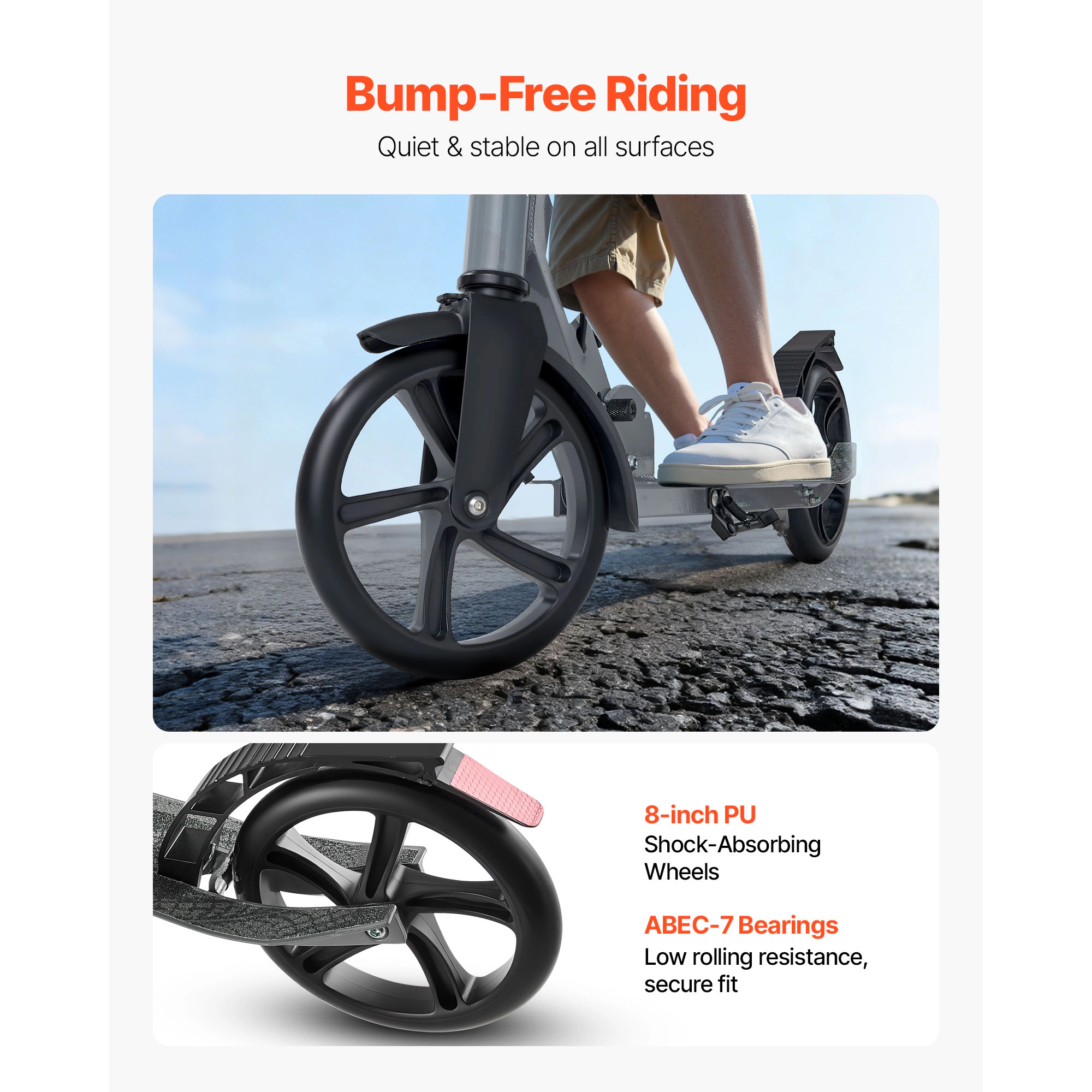 HONGGE Kids Kick Scooter for Ages 8+, Teens & Adults, Foldable Aluminum Alloy Frame, Adjustable Handlebar