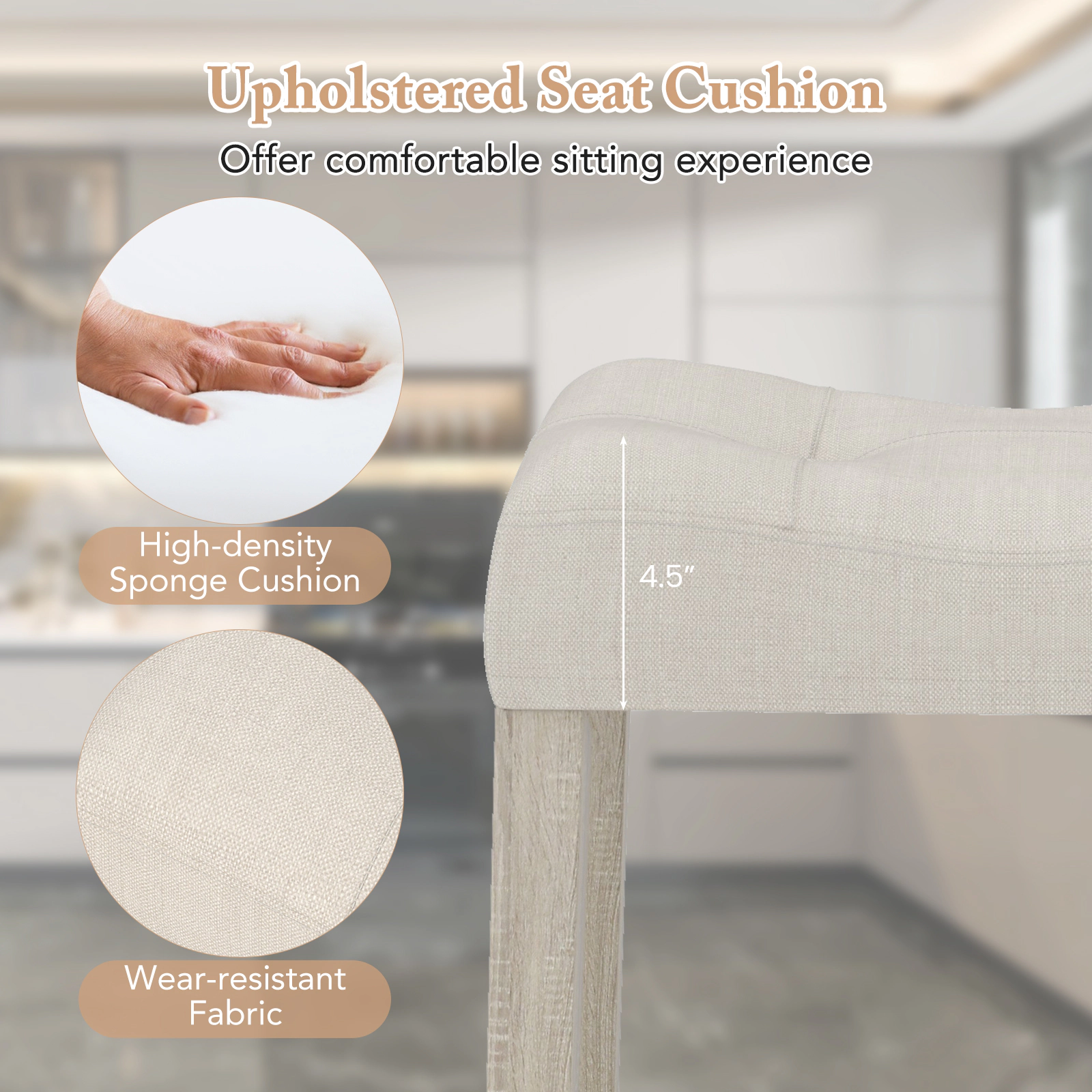 Glintex 4-Piece 24-Inch Curved Saddle Counter Stool Set with 4.5-Inch Cushion