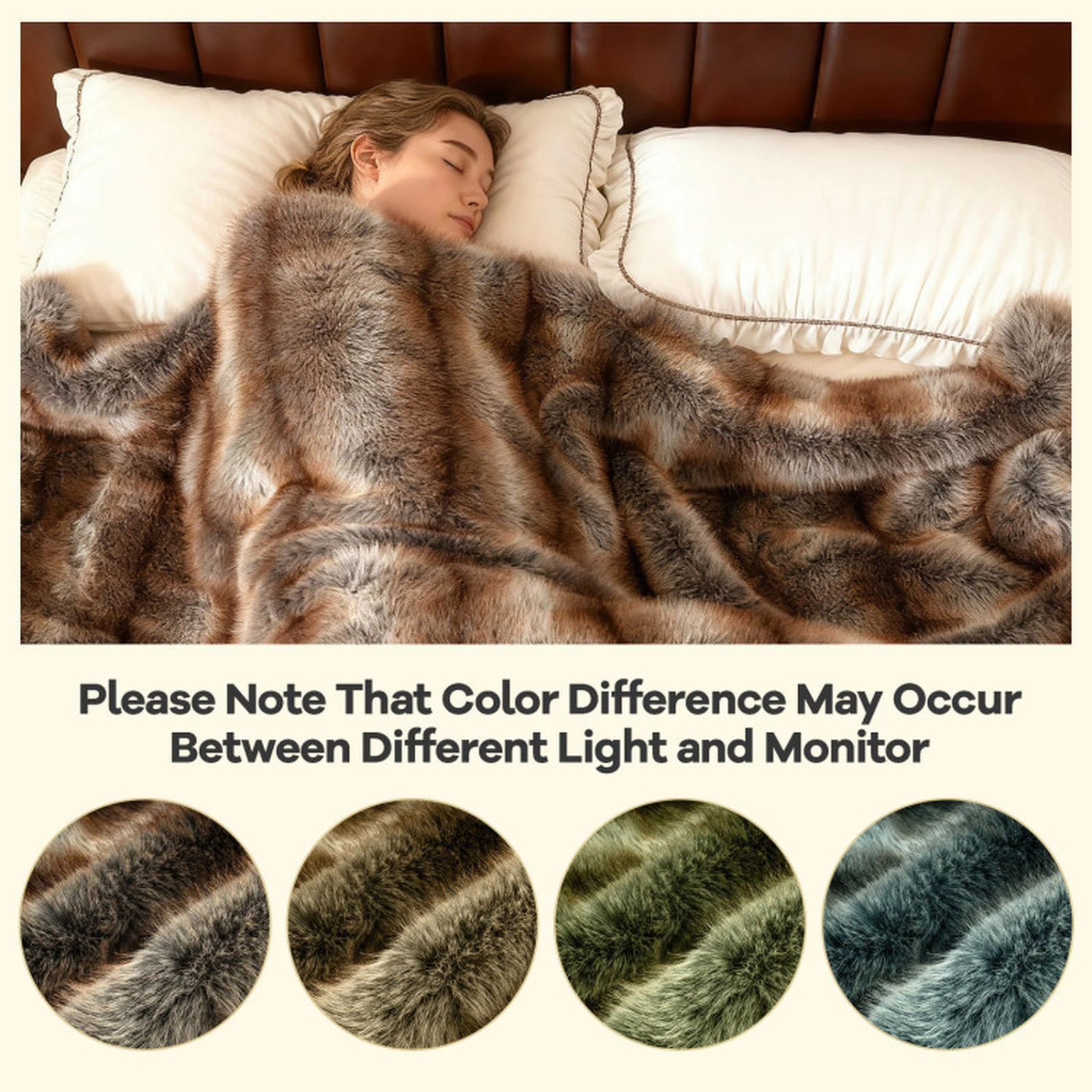 SUGIFT Twin Size Double Sided Faux Fox Fur PV Fleece Blanket 780GSM Face 340GSM Back 60 x 80-in 8.5-lb Brown Taupe