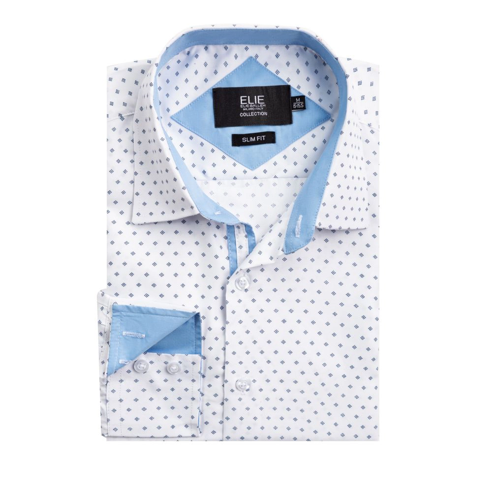 Elie Balleh Slim Fit Mens Modern Ditsy Print Shirt