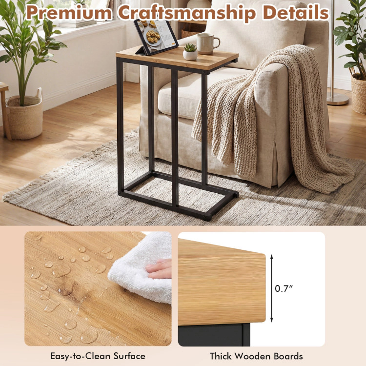 Hivvago C-Shaped End Table Small Side With Sturdy Metal Frame