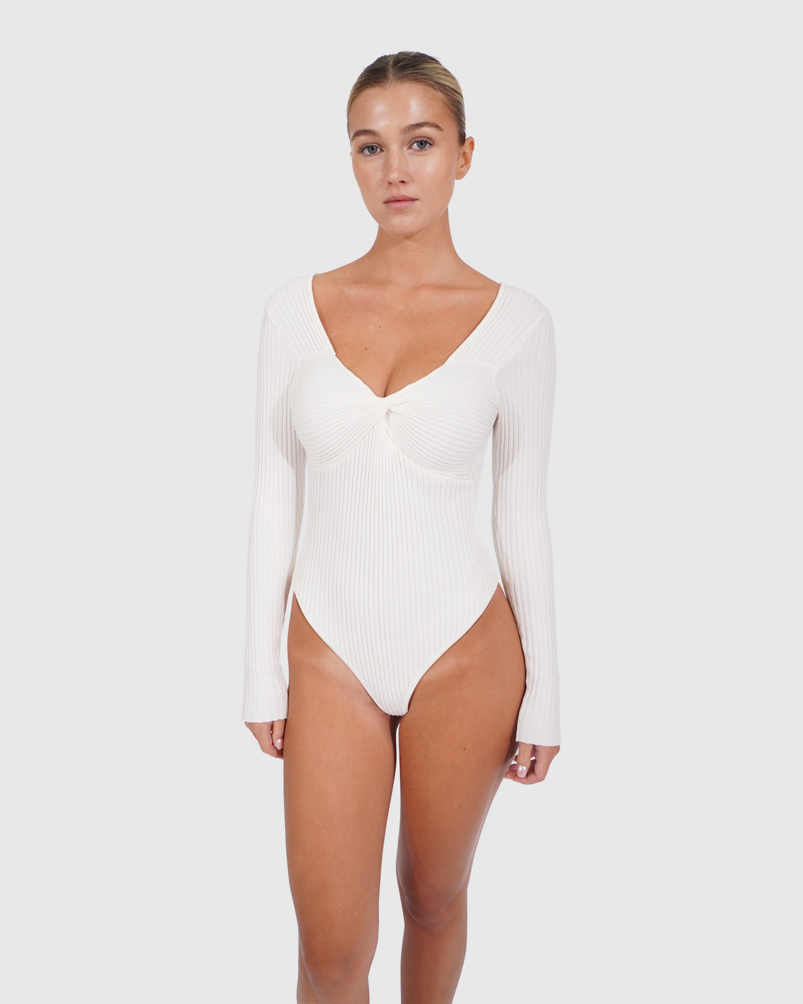 Belle & Bloom Womens Think Twice Long Sleeve Bodysuit