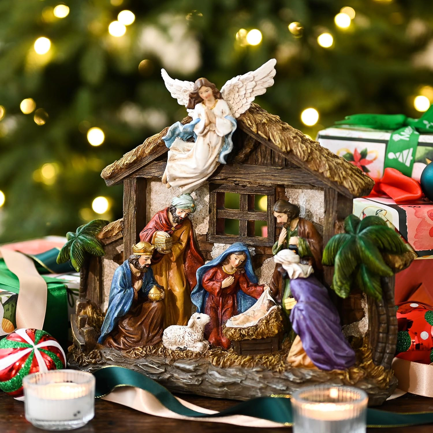 Artisan Haven Christmas Nativity Figurines with LED Lights