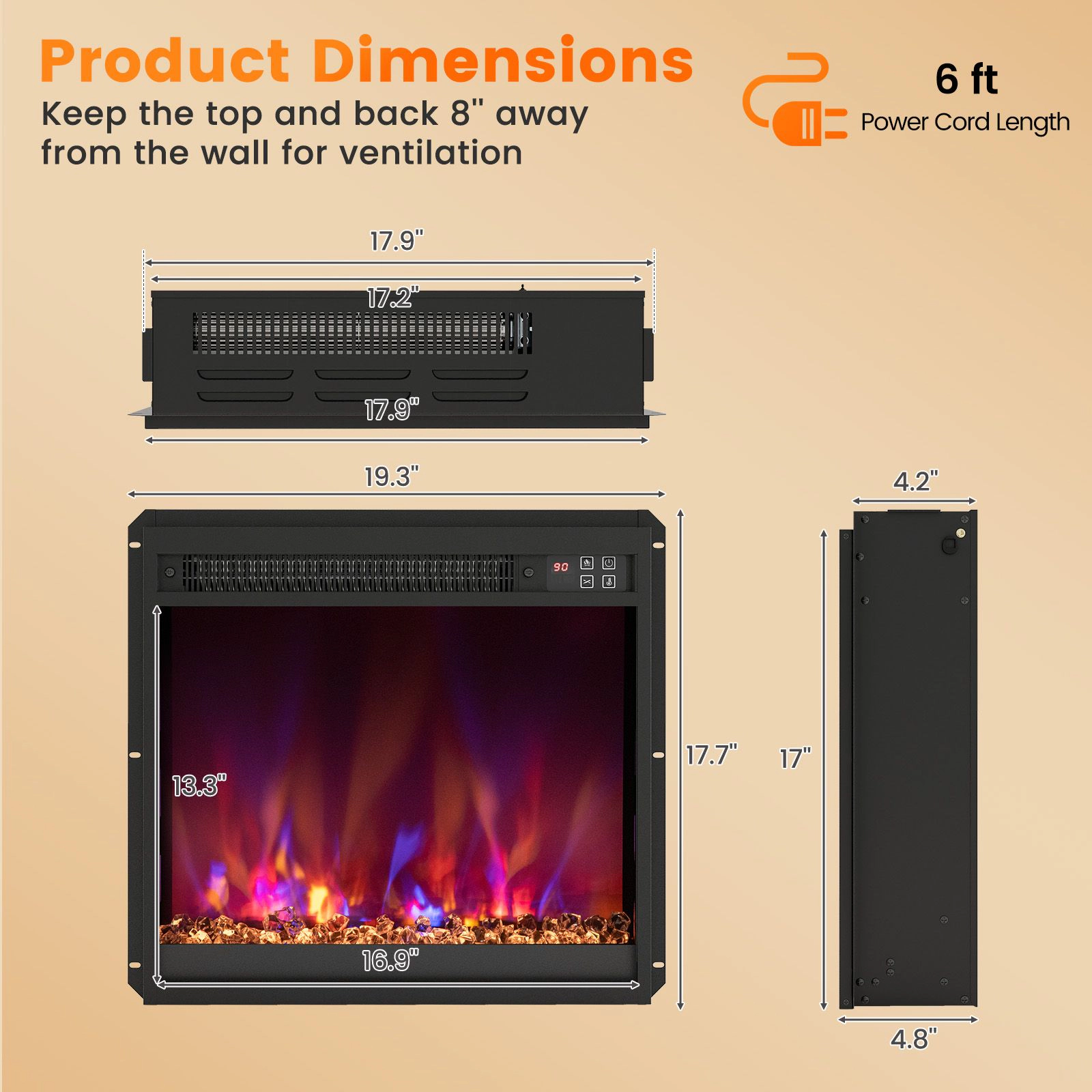 SlickBlue Wall Mounted Fireplace Heater for Living Room