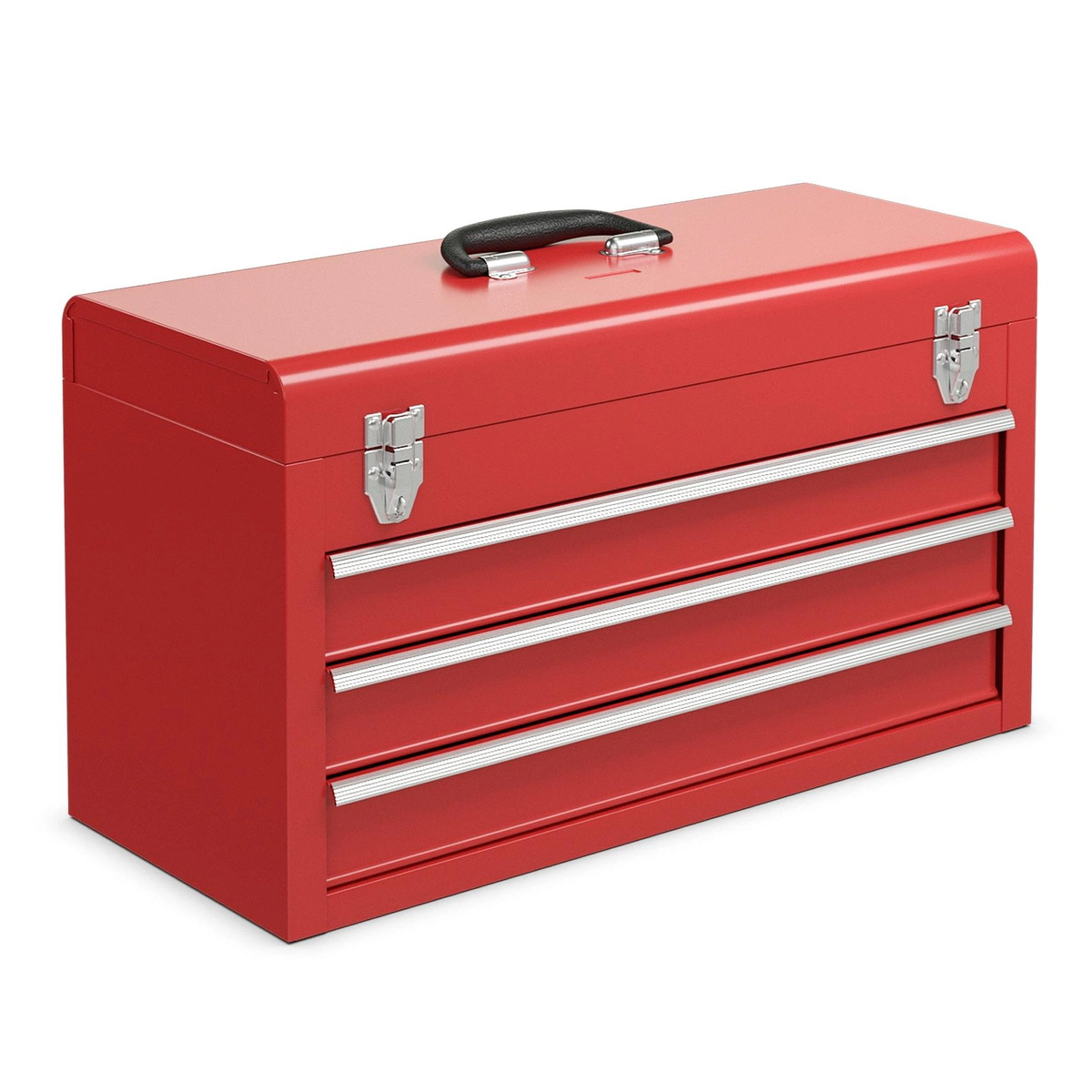 SUGIFT Garage Mechanic Tool Cabinet Box with 3 Drawers 22-lb Drawer Capacity 20.5-in Wide Top Tray Locking Lid Red