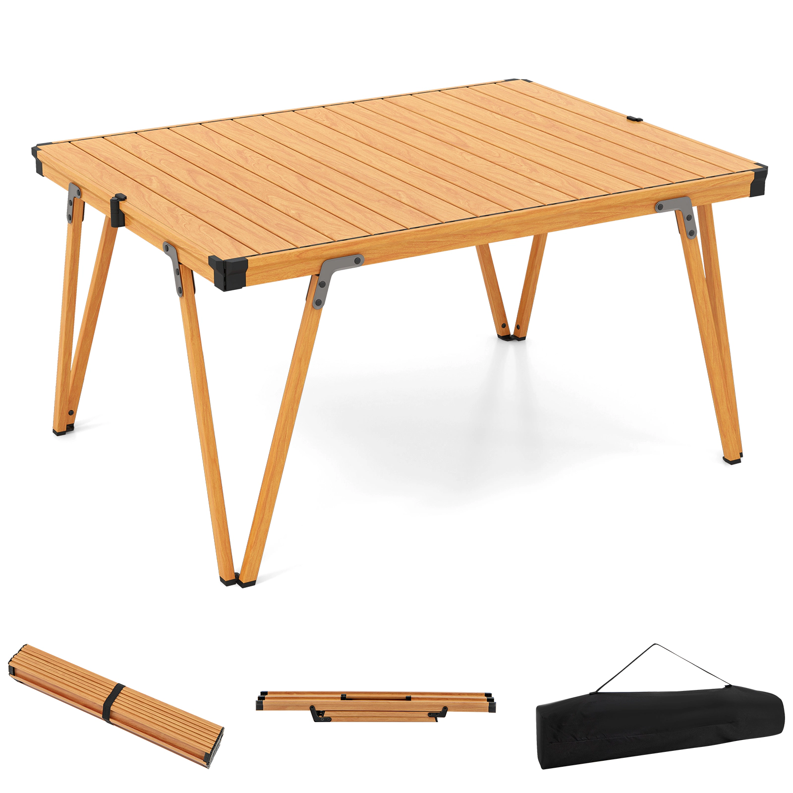 SUGIFT 37-Inch Aluminum Folding Camping Table, Waterproof Top, 176-Lb Capacity, Carrying Bag