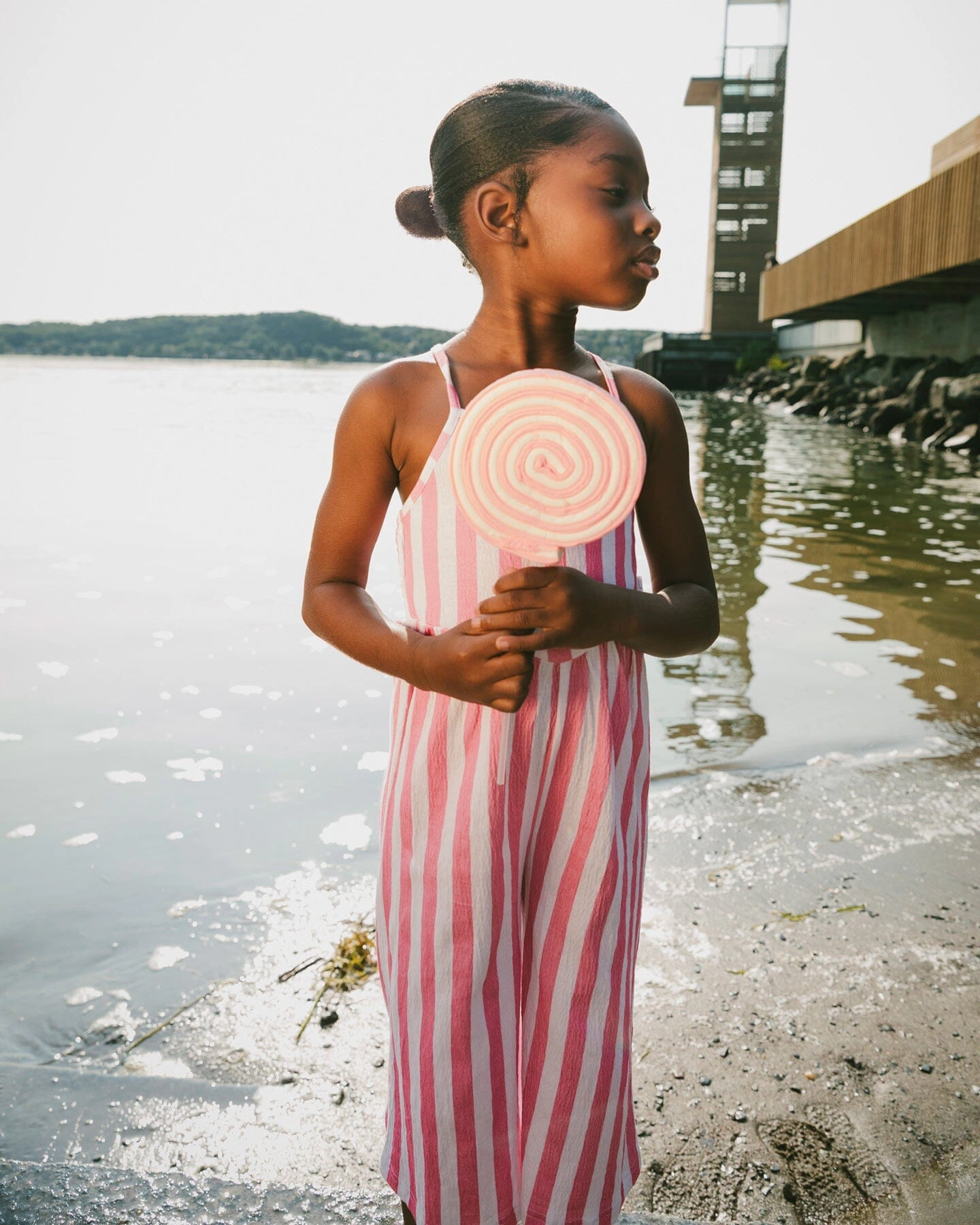 Deux par Girls Crinkle Jersey Jumpsuit and Stripes