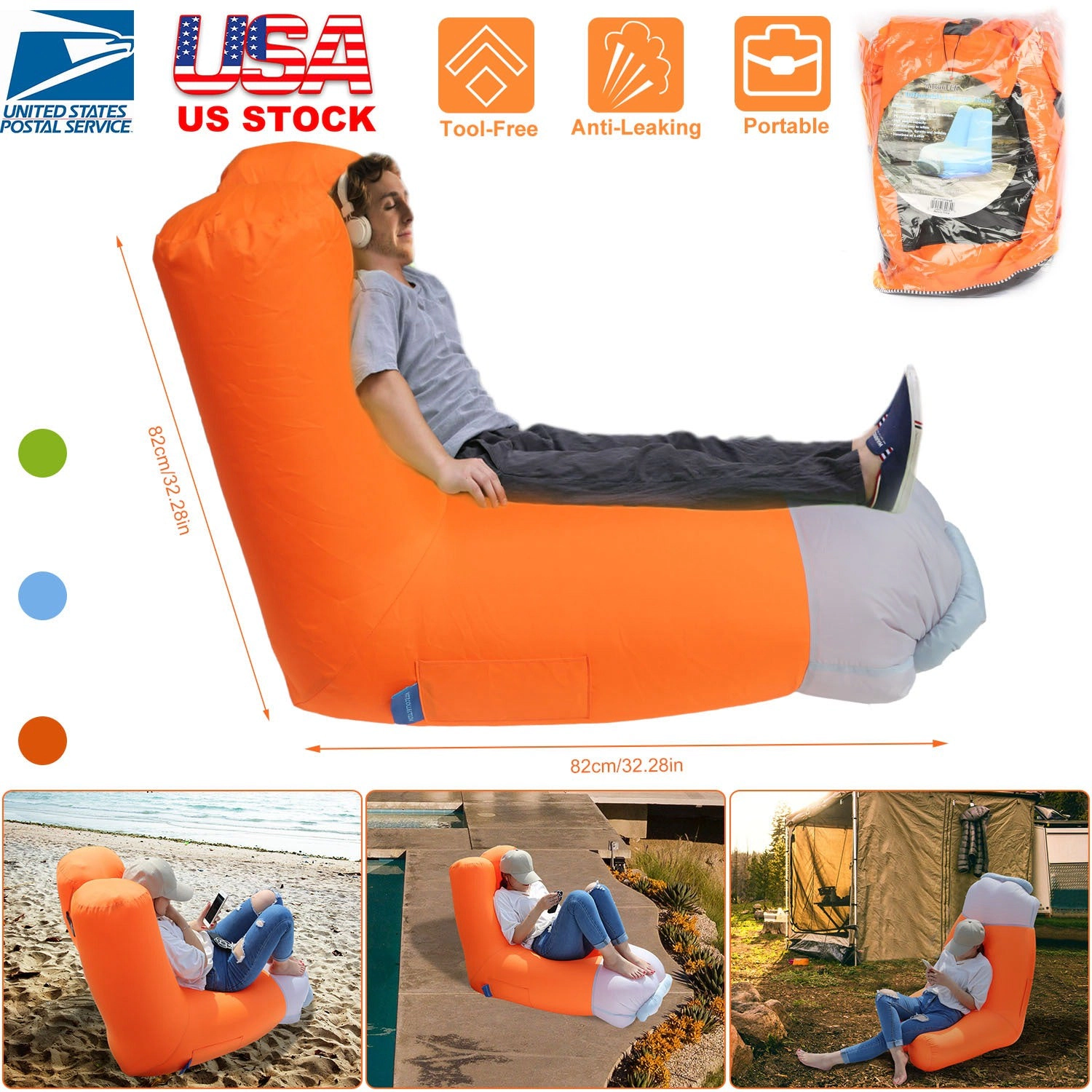 GBruno Inflatable Air Lounger With Carrying Bag