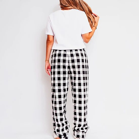 Simply Sage Market - Women's Plaid Pants and Tee - Coquette Halloween Pumpkin