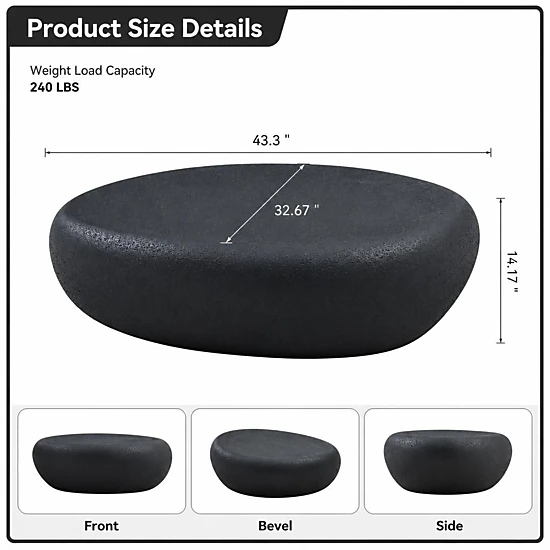 GOODSILO Low Profile Rectangular Fiberglass Accent Low Table