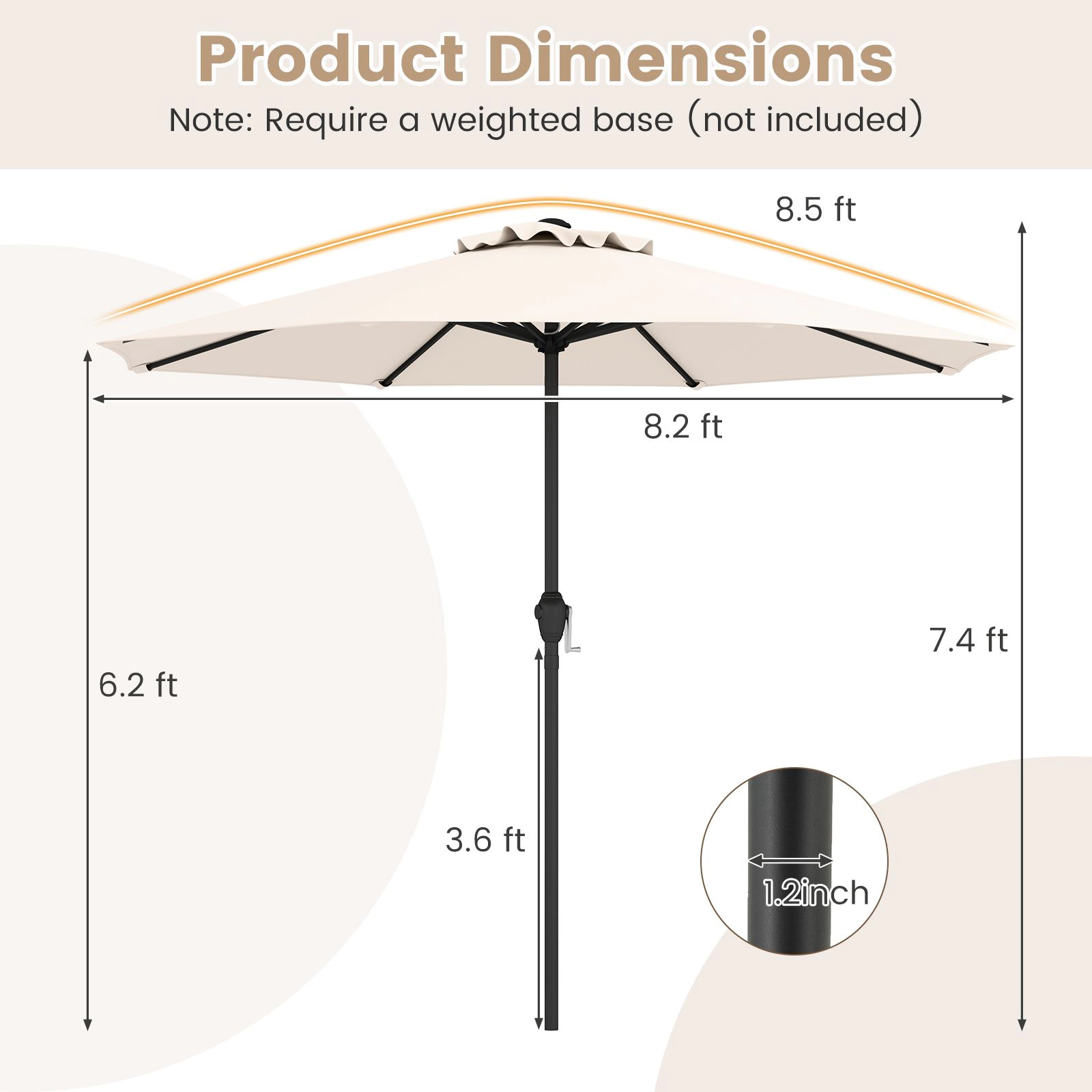 SlickBlue Outdoor Patio Umbrella with Crank and Vented Canopy
