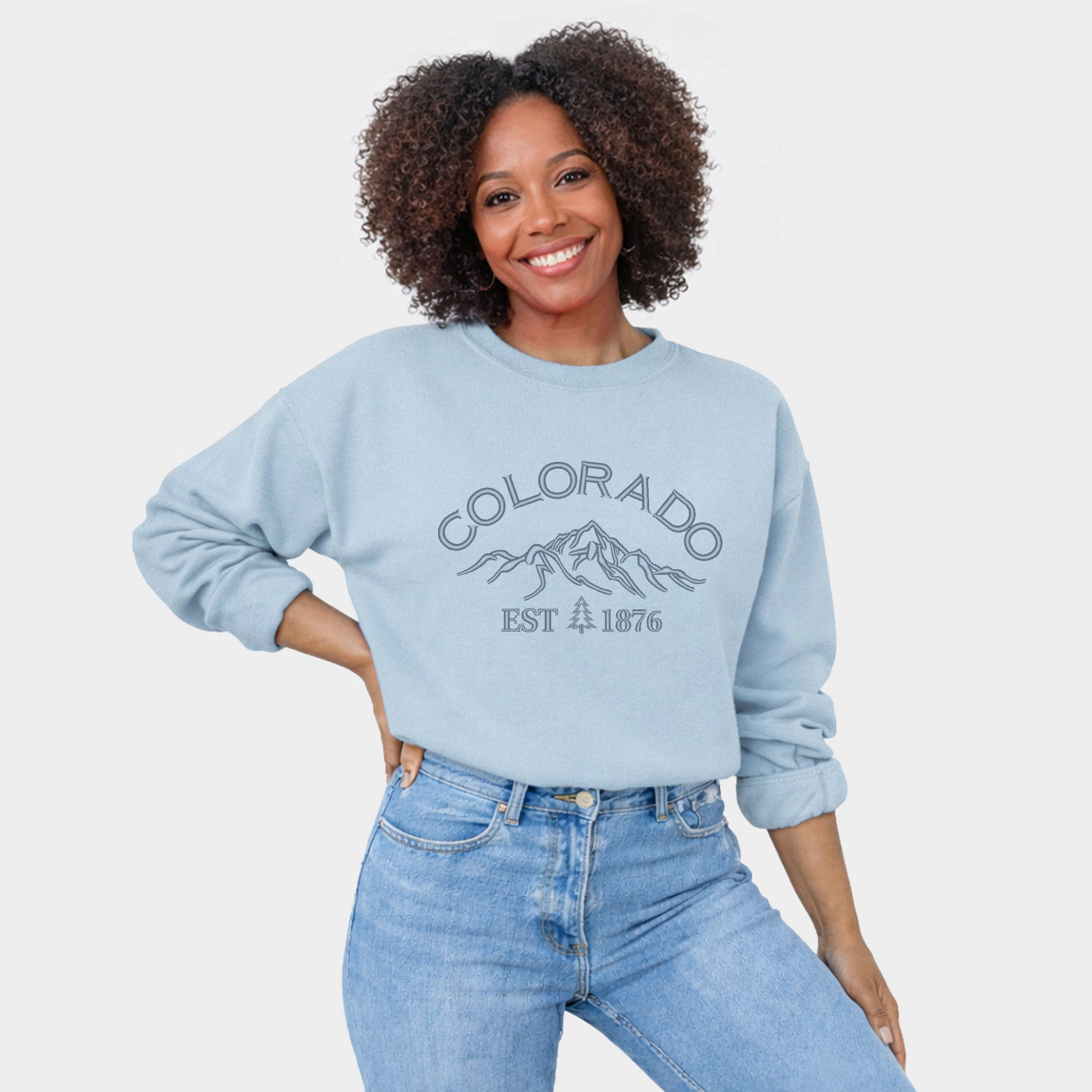Simply Sage Market - Embroidered Colorado Mountains  Women's Graphic Sweatshirt