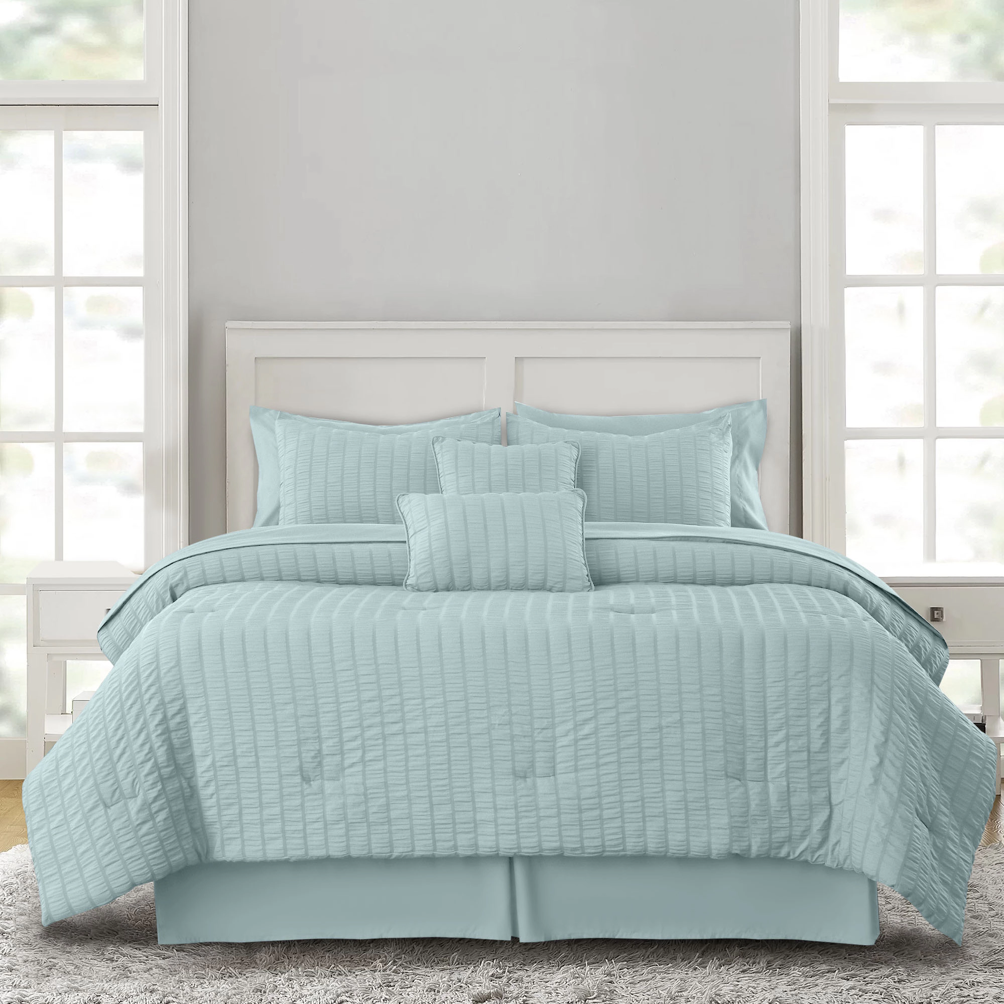 Lux Decor Collection Seersucker Bed A Bag Comforter Set All Season Down Alternative Bedding With Sheets