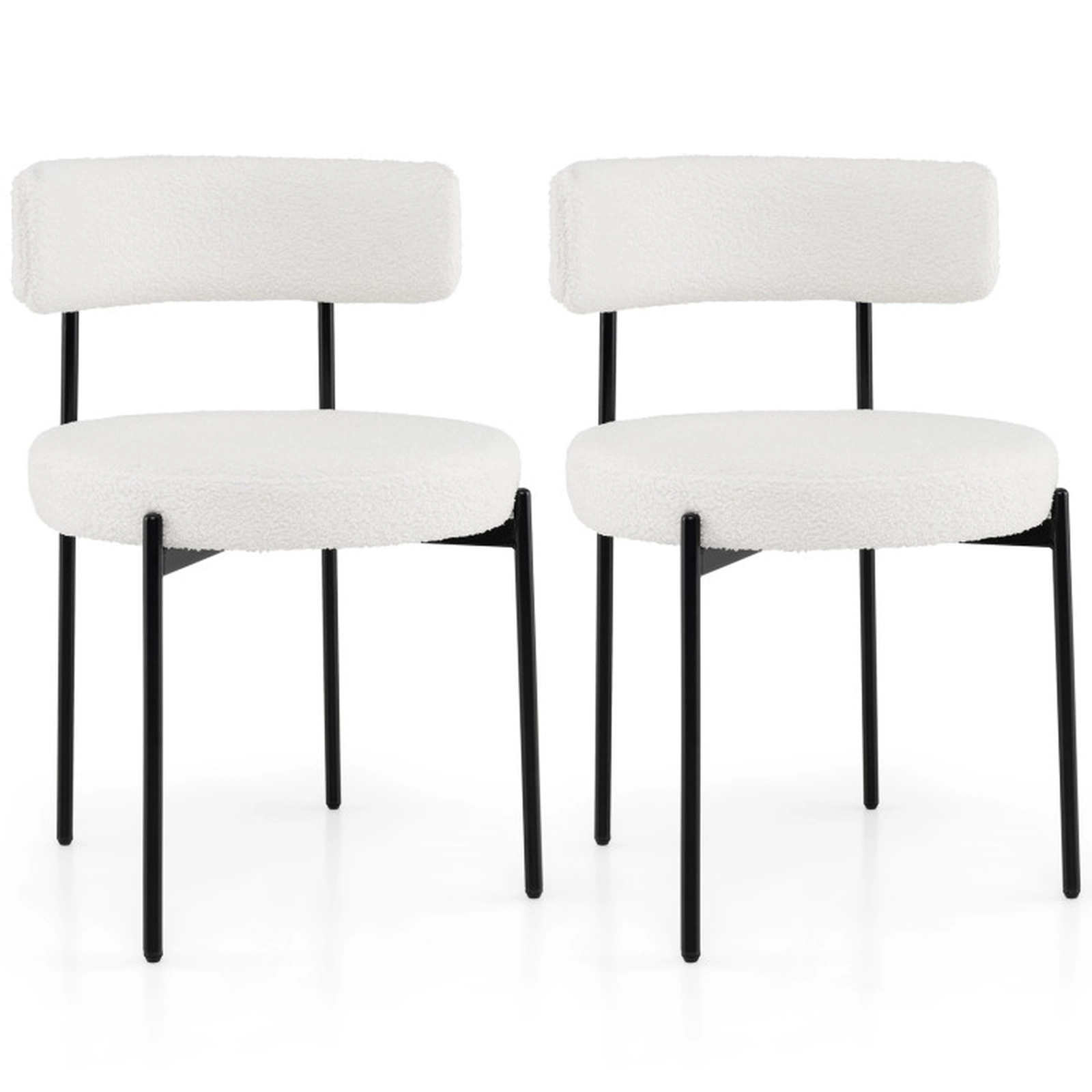 SUGIFT Set of 2 White Faux Sherpa Dining Chairs with Curved Backrest 20.5-in W 31-in H 330-lb Per Chair