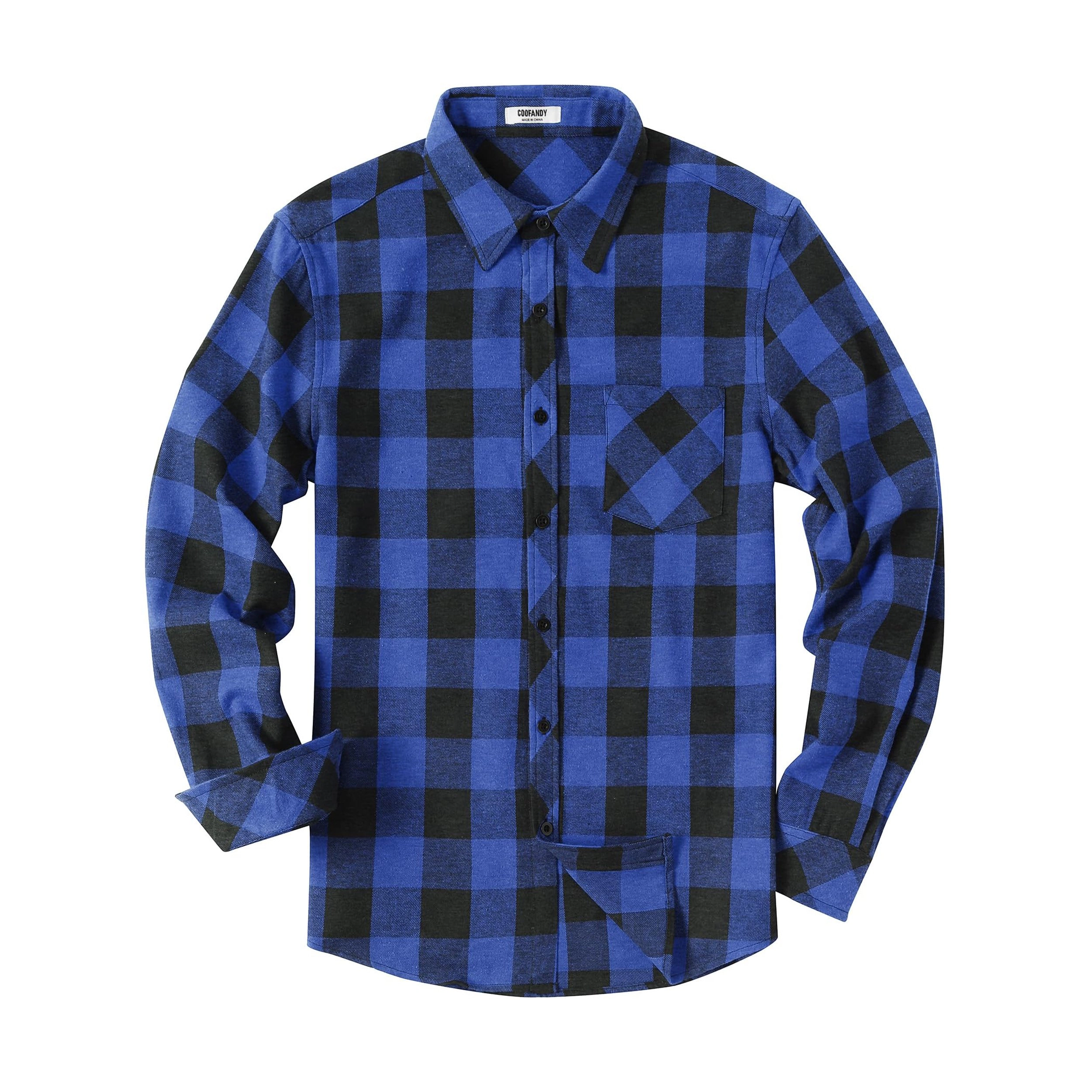 COOFANDY Men's Regular Fit Long Sleeve Collar Neck Flannel Shirt
