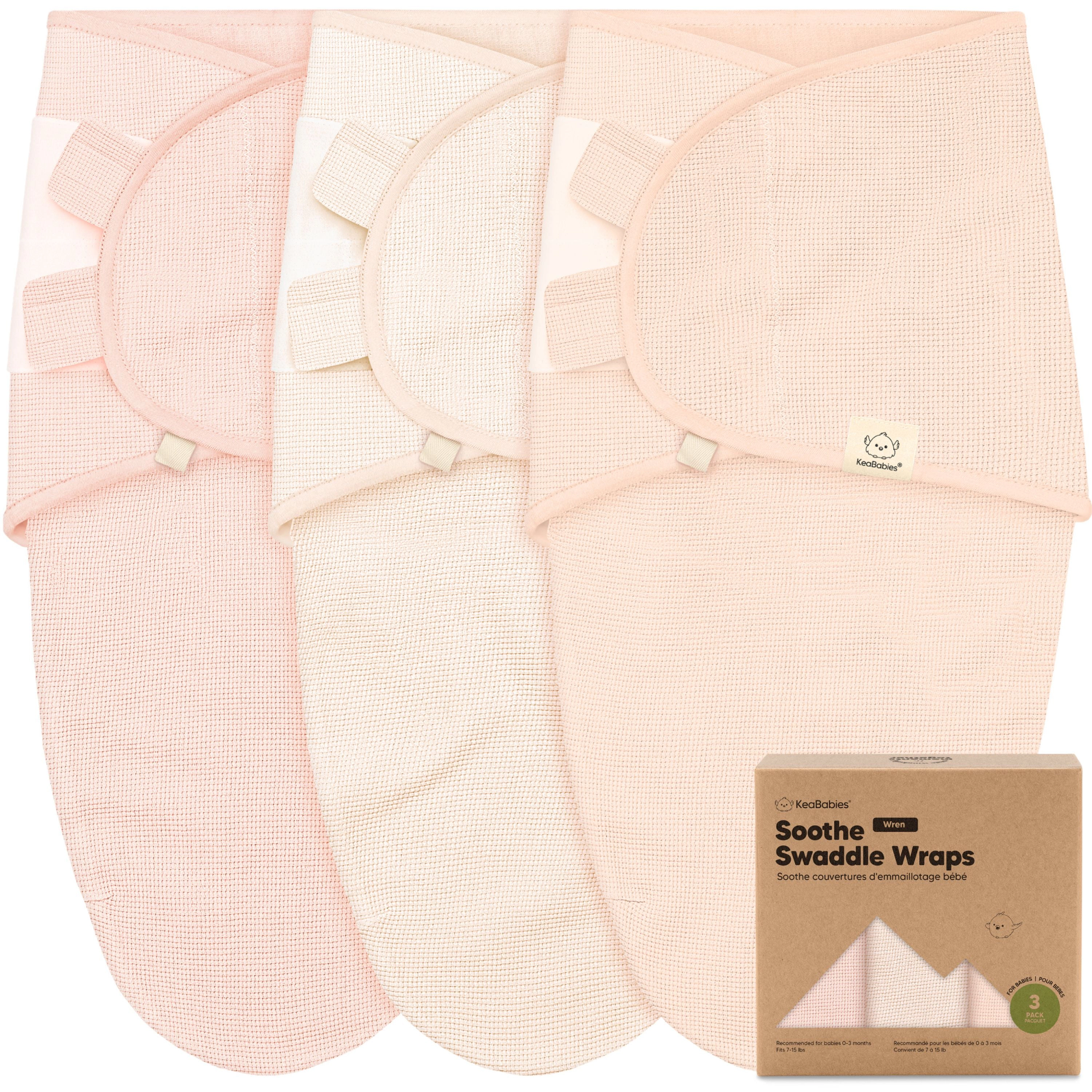 KeaBabies 3-Pack Soothe (Wren) Swaddle Wraps