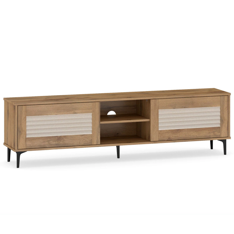 Hivvago Tv Stand For Tvs Up To 70 Inch Waveform Fluted Entertainment Center