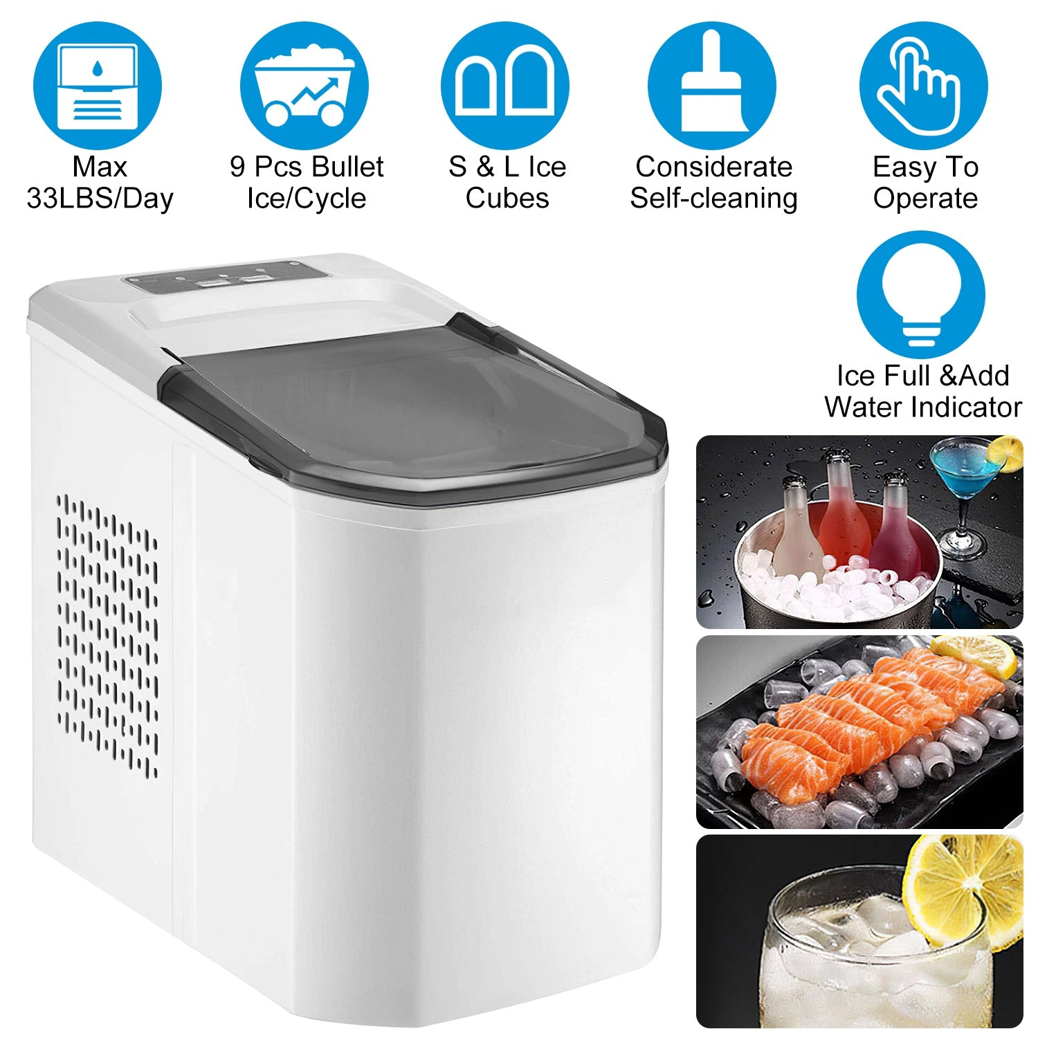 GBruno Self-Cleaning Countertop Ice Maker