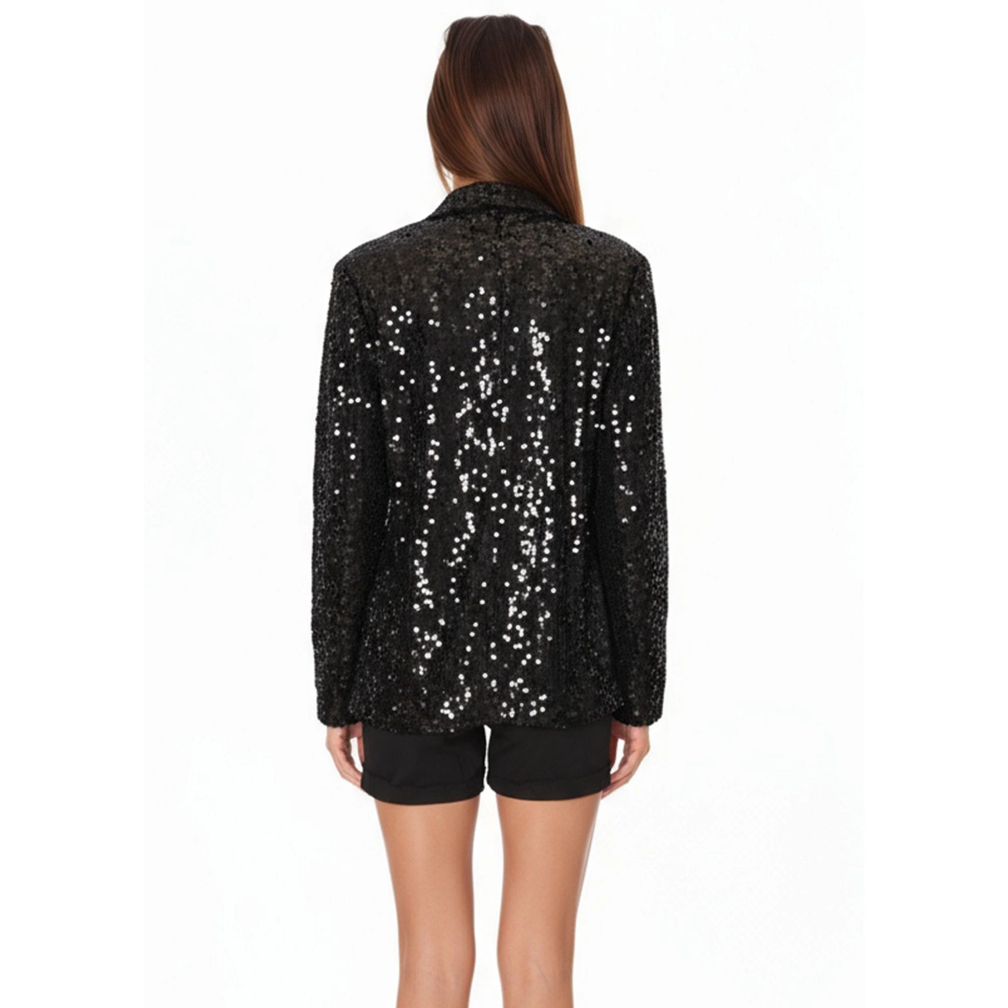 Anna-Kaci Women's Glitter Open Front Blazer Jacket