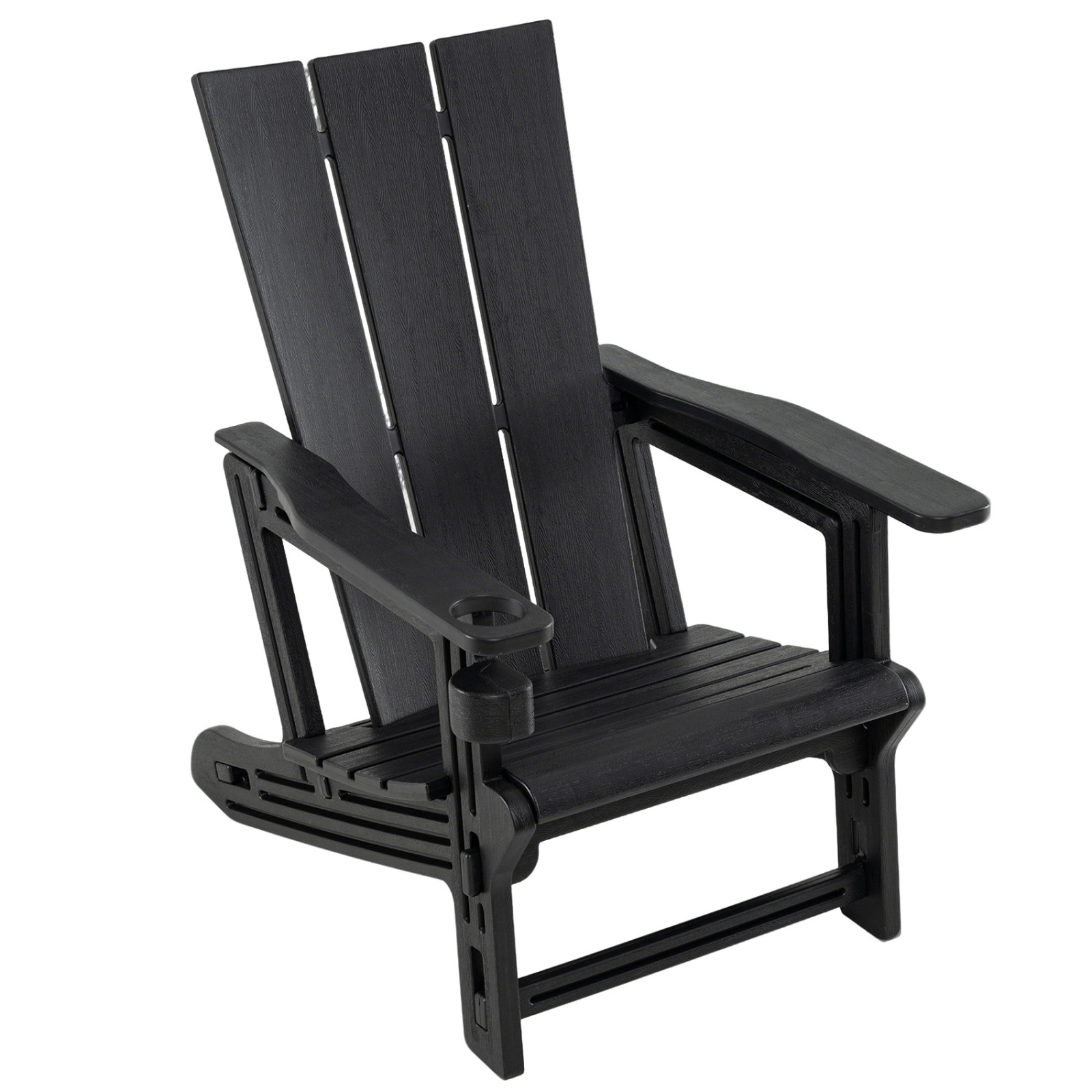 SUGIFT Cup Holder and Wood-Like Texture HDPE Outdoor Adirondack Chair